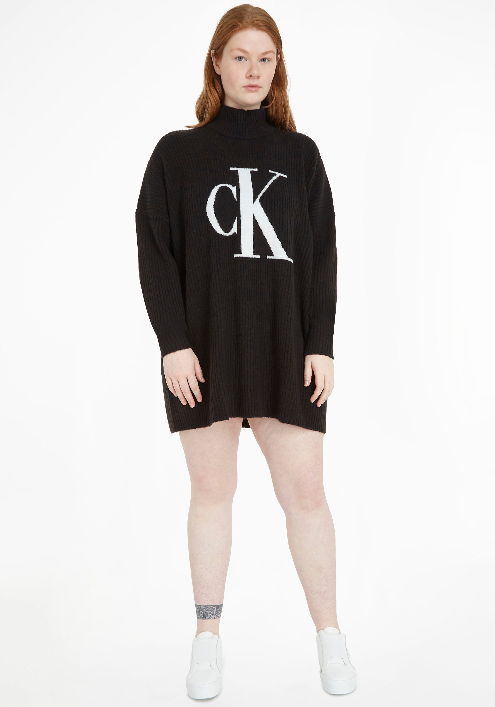 Calvin Klein Jeans Plus Strickpullover mit eingestricktem Logo vorn