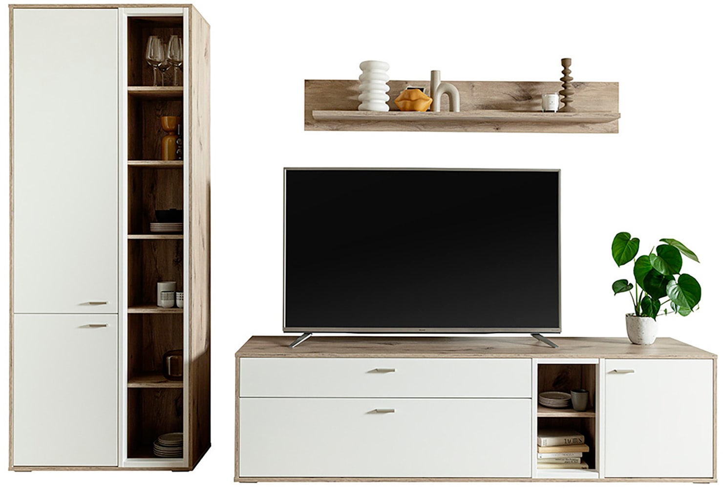 MCA furniture Wohnwand »SANTERNO«, (Komplett-Set, 3 St., 3-teilg), Wohnzimmer Set (3-tlg.), Türen & Schubkästen gedämpft, Breite 292 cm