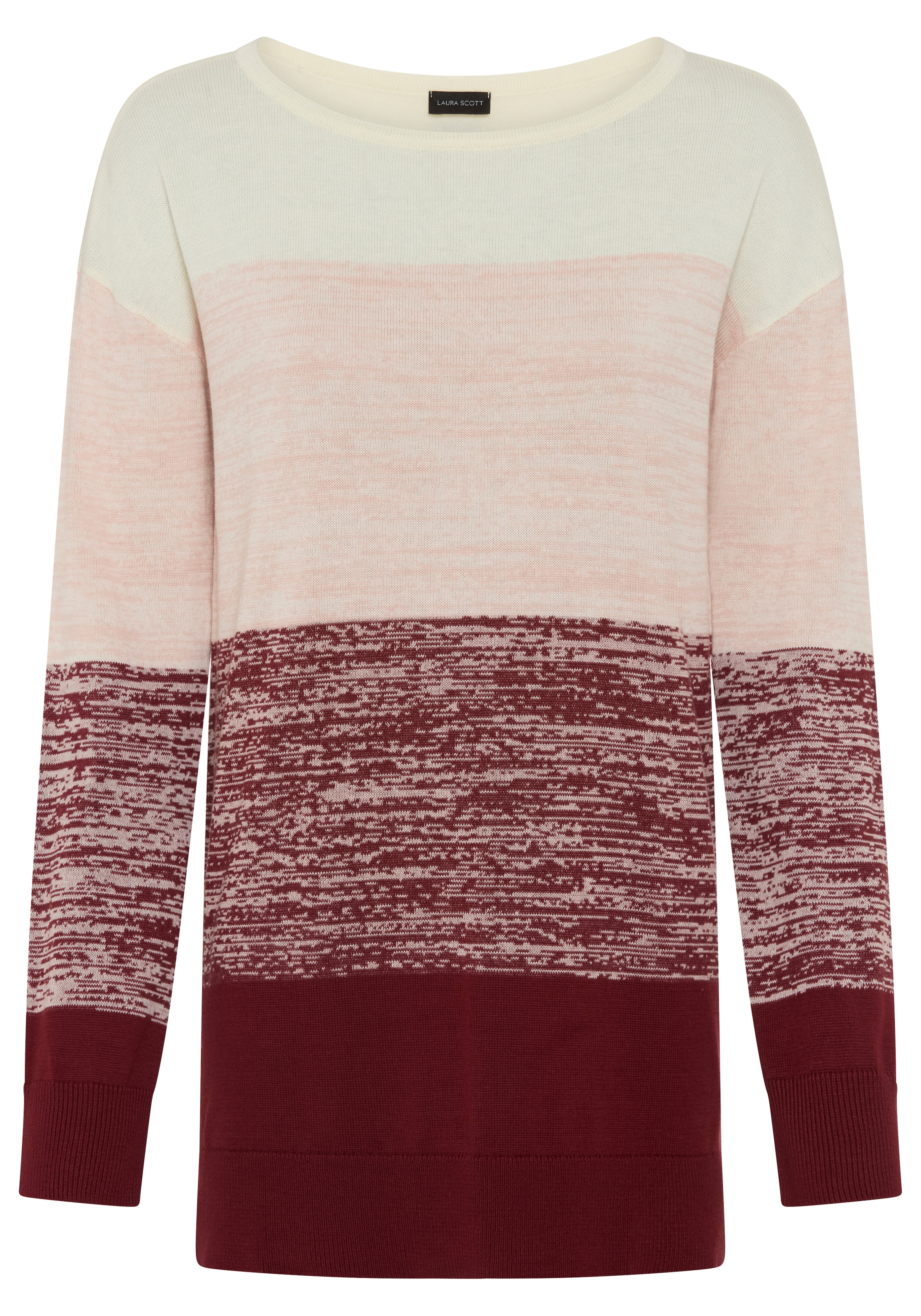 Laura Scott Strickpullover »mit breiten, melierten Streifen« aus Feinstrick, figurumspielende Passform