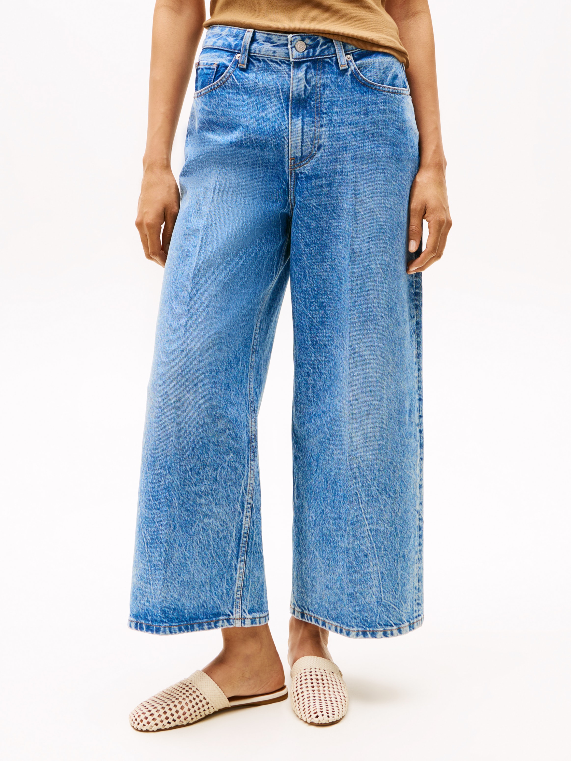 Tommy Hilfiger "WIDE LEG HW LOU" mit Logo-Badge, mit Nieten, mit Bügelfalte günstig online kaufen
