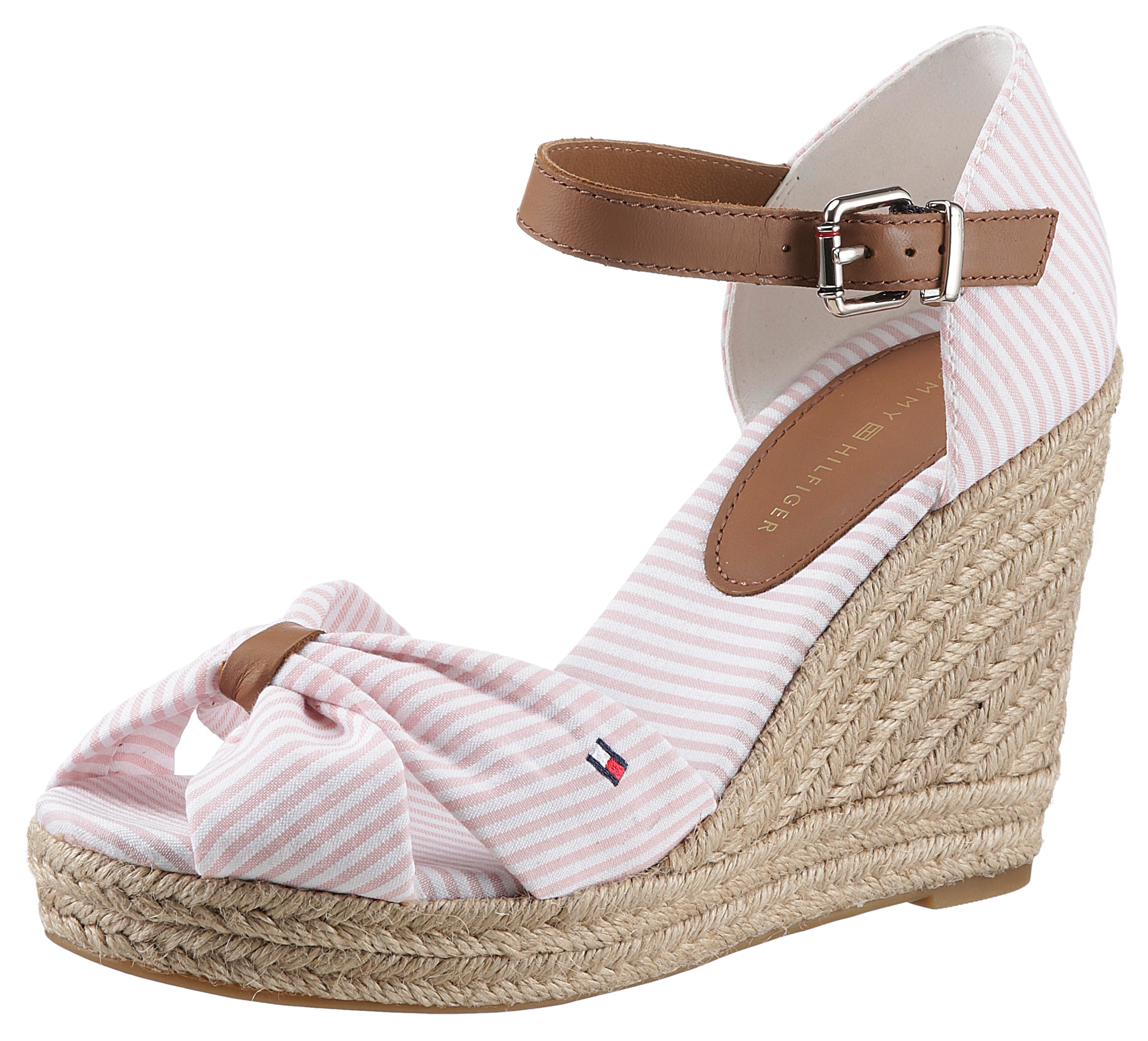 Tommy Hilfiger Keilsandalette "BASIC SEERSUCKER HIGH WEDGE", mit verstellbarer Schnalle