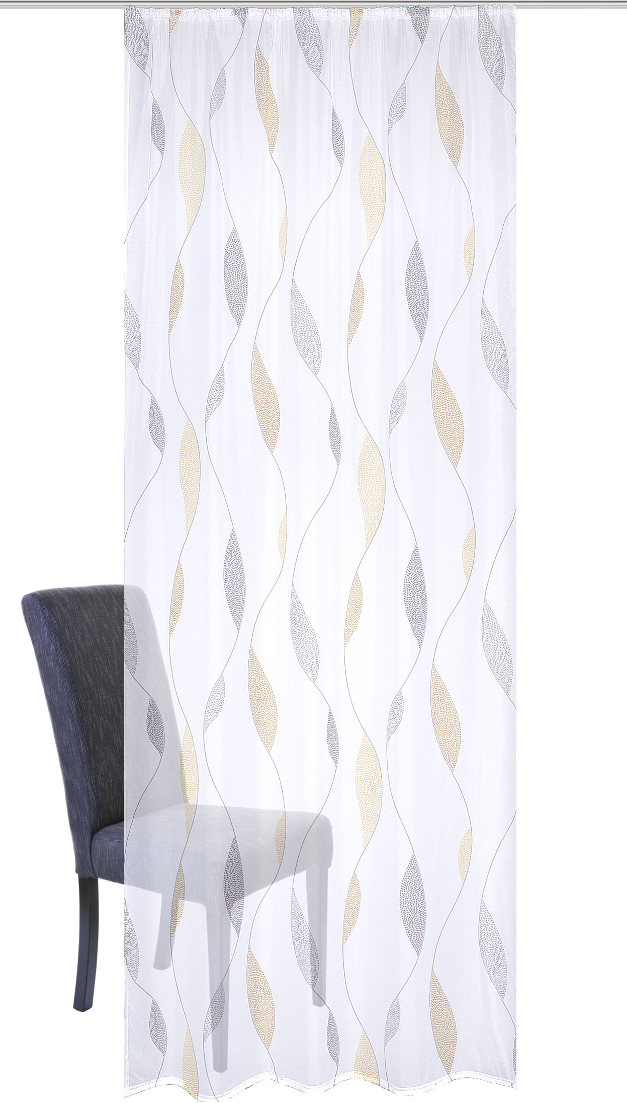 Thumbnail - HOME WOHNIDEEN Vorhang "PAOLO" Kräuselband 1 Stk. tlg. Kräuselbandschal bedruckt