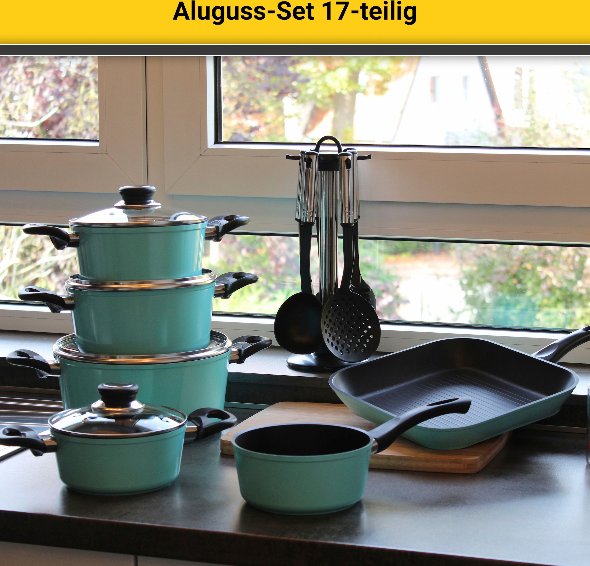 Krüger Topf-Set, Aluminiumguss, (Set, 17 inkl. BAUR bestellen Set | tlg.), 7-tlg. Küchenhelfer