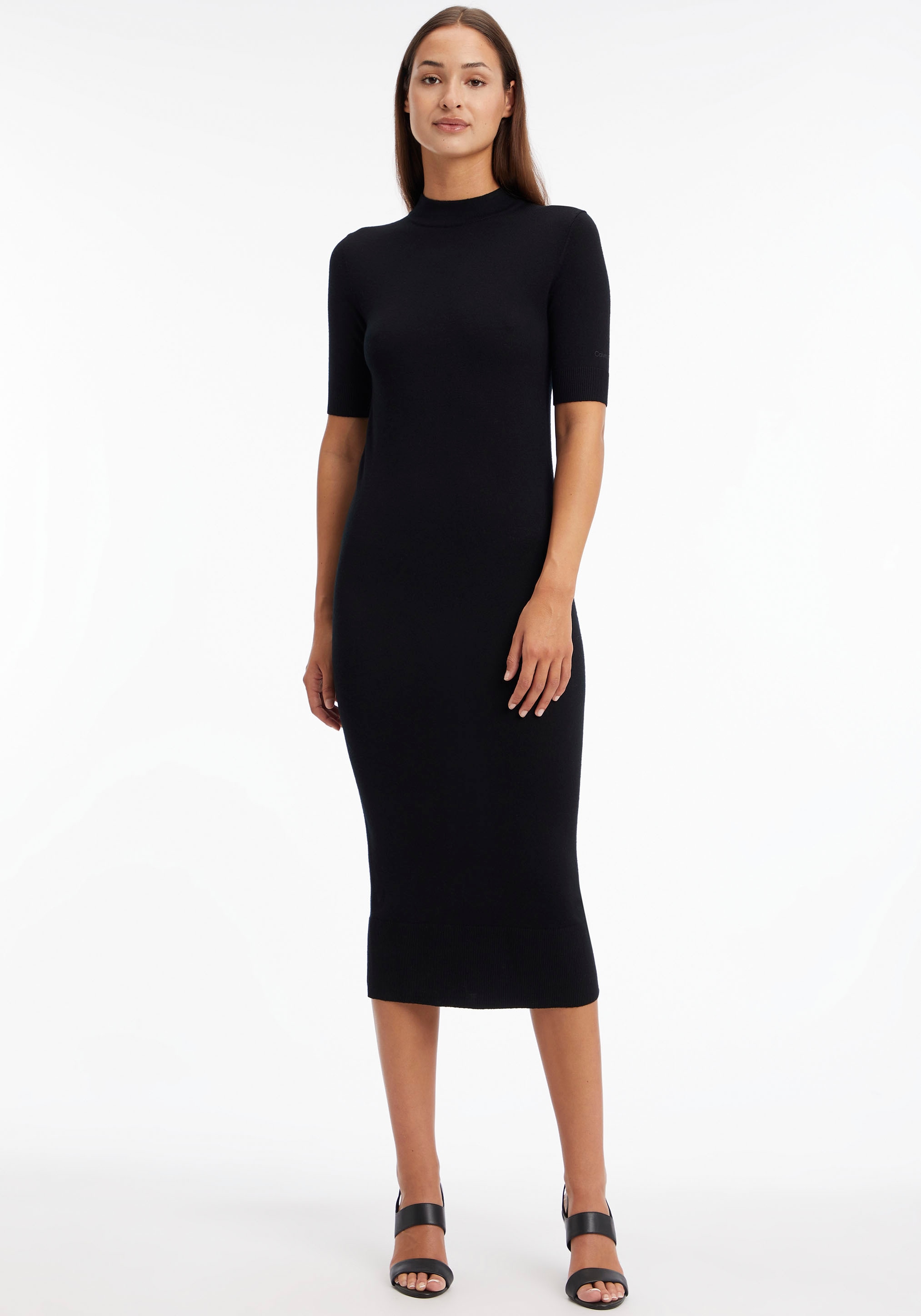 DRESS«, Strickkleid am BAUR Logoschriftzug Calvin kaufen Ärmel WOOL Klein FINE Calvin mit Klein SWTR »EXTRA |