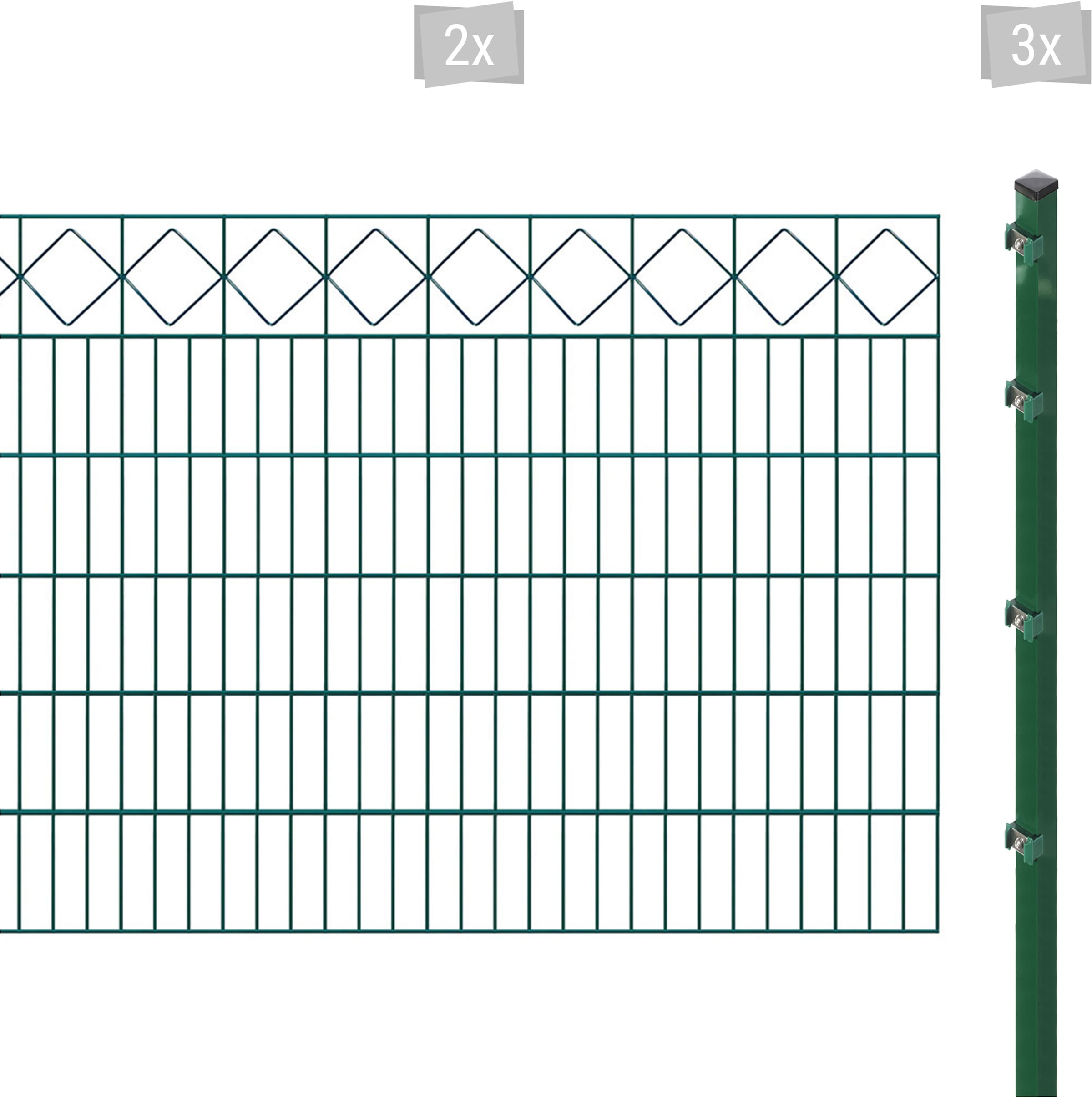 Arvotec Doppelstabmattenzaun "ESSENTIAL 120 zum Einbetonieren "Karo" mit Zierleiste", Zaunhöhe 120 cm, Zaunlänge 2 - 60 