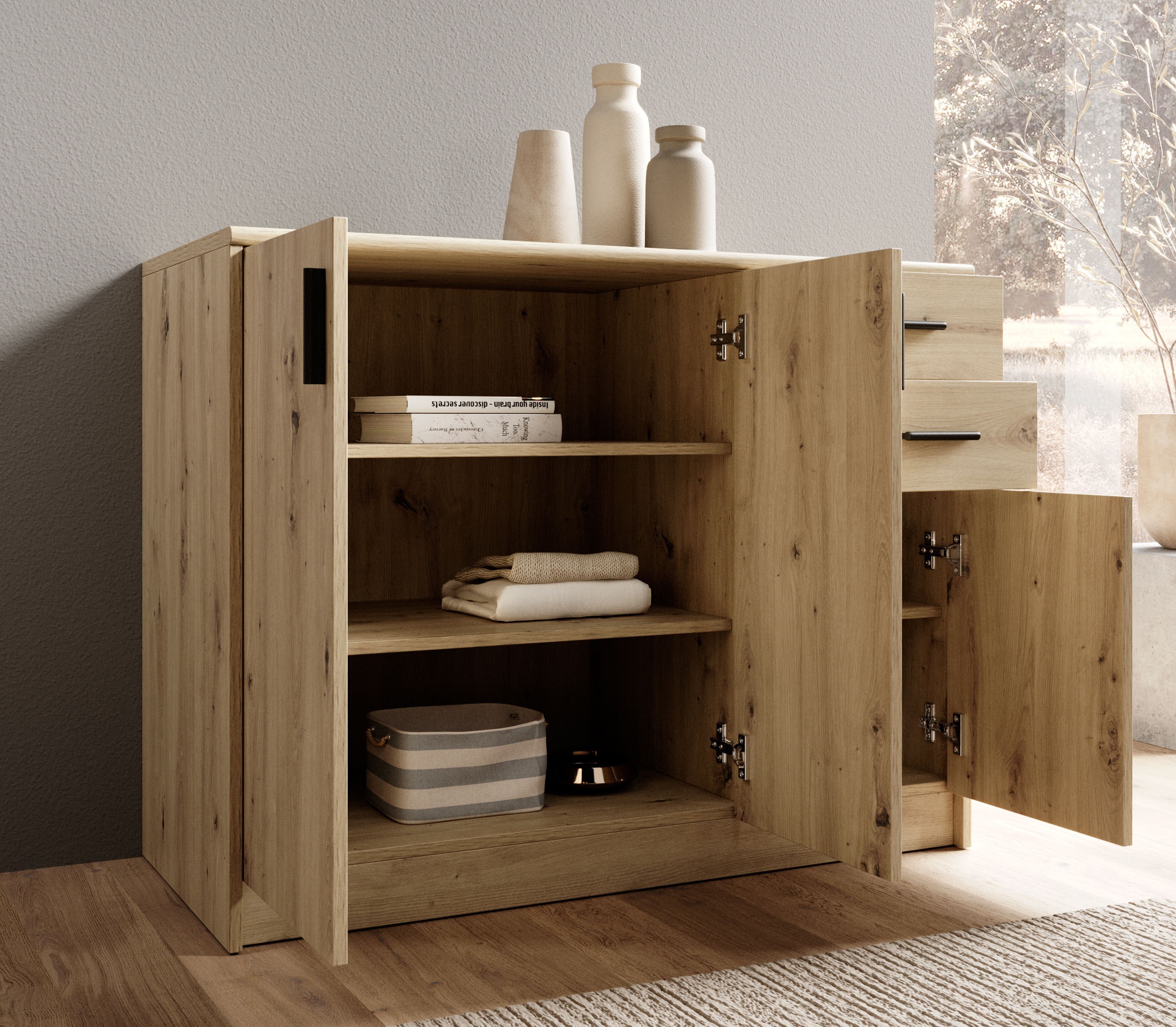 HBZ Sideboard »Nelly Kommode, BxHxT 109x86x50cm«, (1 St.), Breite 109cm, Einlegeböden verstellbar, foliert