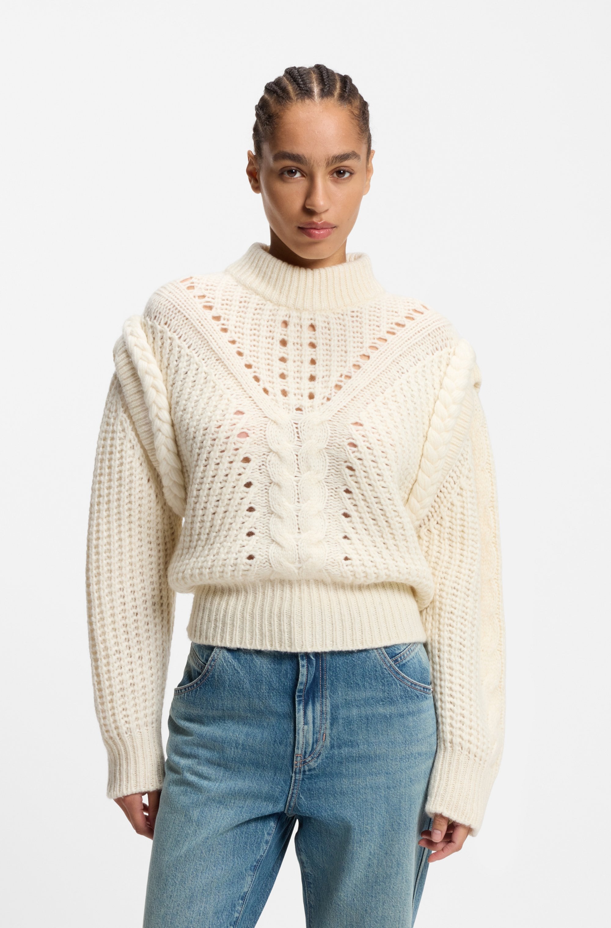 BOSS ORANGE Strickpullover "Fasta Premium Damenmode", mit Stehkragen, Alpak günstig online kaufen