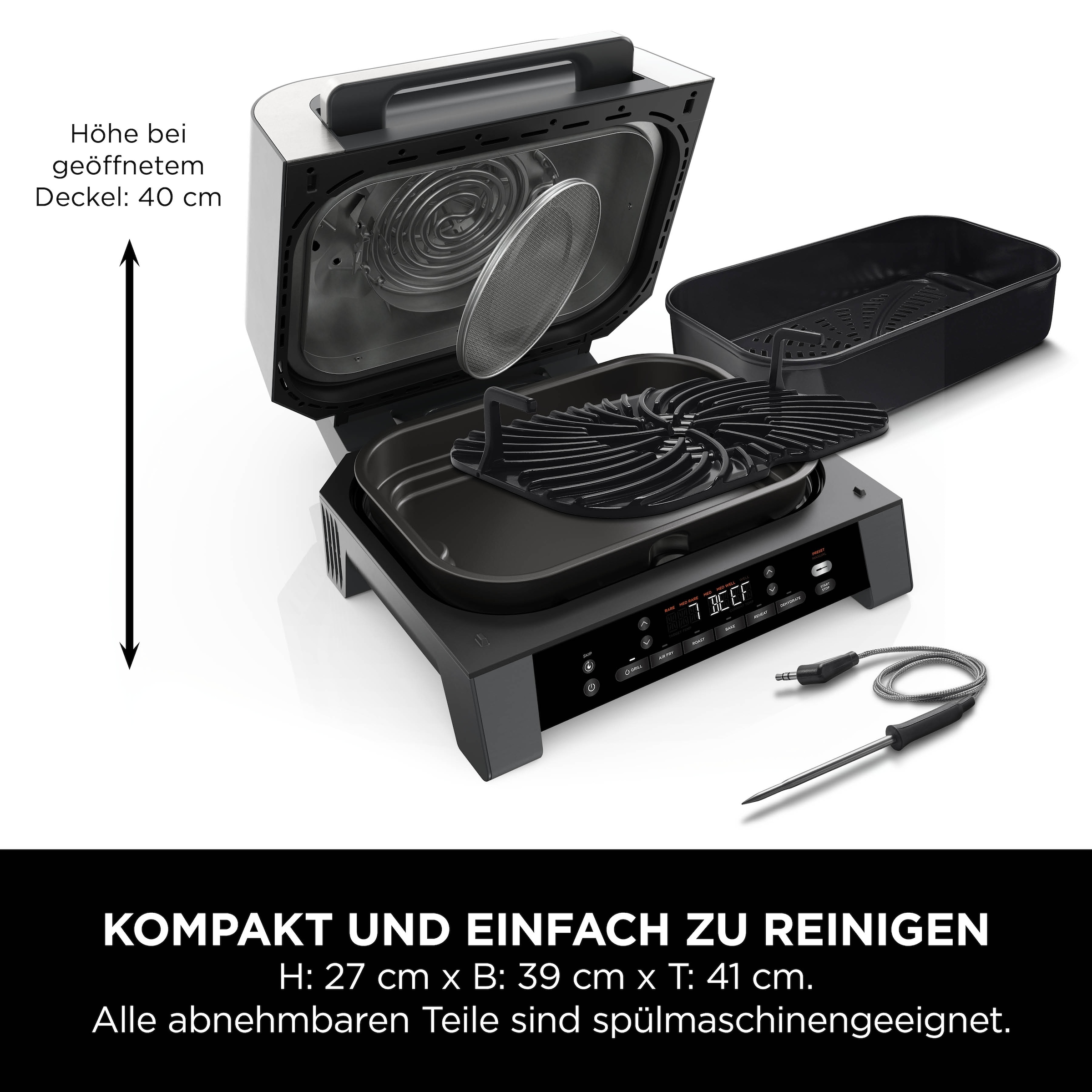 NINJA Tischgrill »DG551EU«, 1760 W, 6-in-1 MAX Grill und Heißluftfritteuse