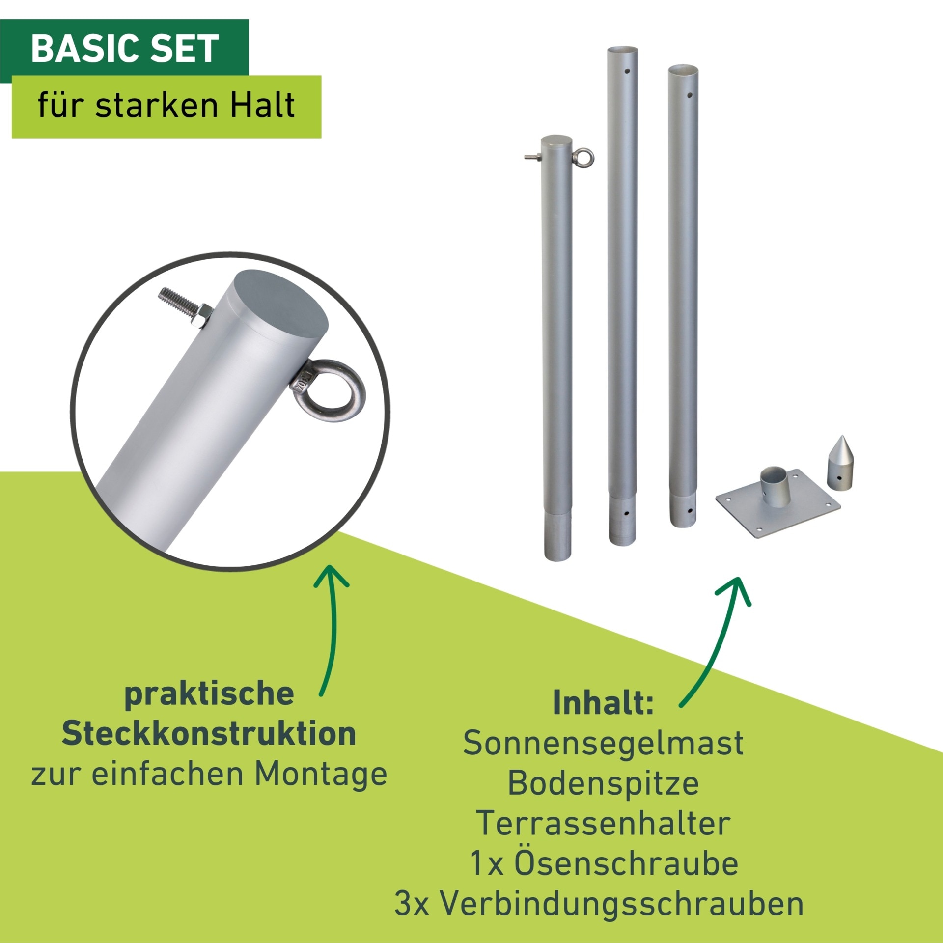 Windhager Sonnensegelmast »Basic« praktische Steckkonstruktion für Montage auf Terrasse oder Rasen