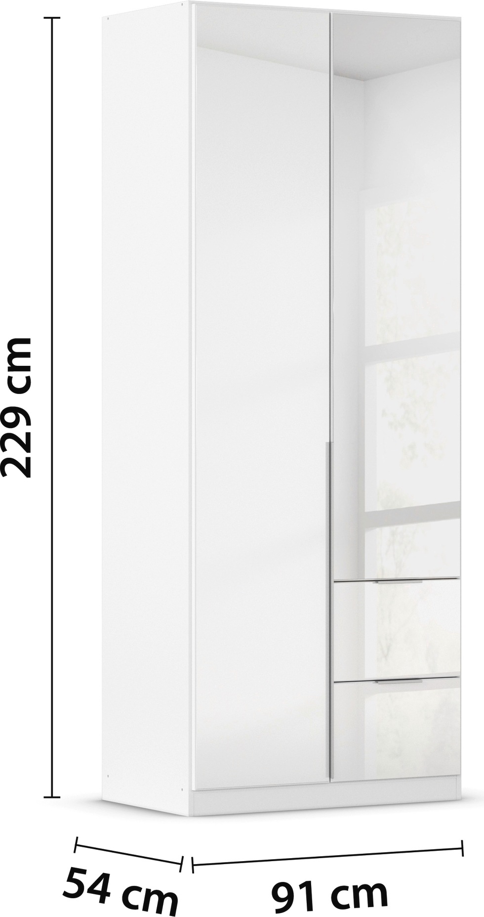 rauch Drehtürenschrank »Kleiderschrank Kleiderschränke Schrank Garderobe AGORDO mit Glasfront«, (in zwei Griff-Farben mit Glasfront), mit Außenschubkästen, in 6 Breiten und 2 Höhen MADE IN GERMANY
