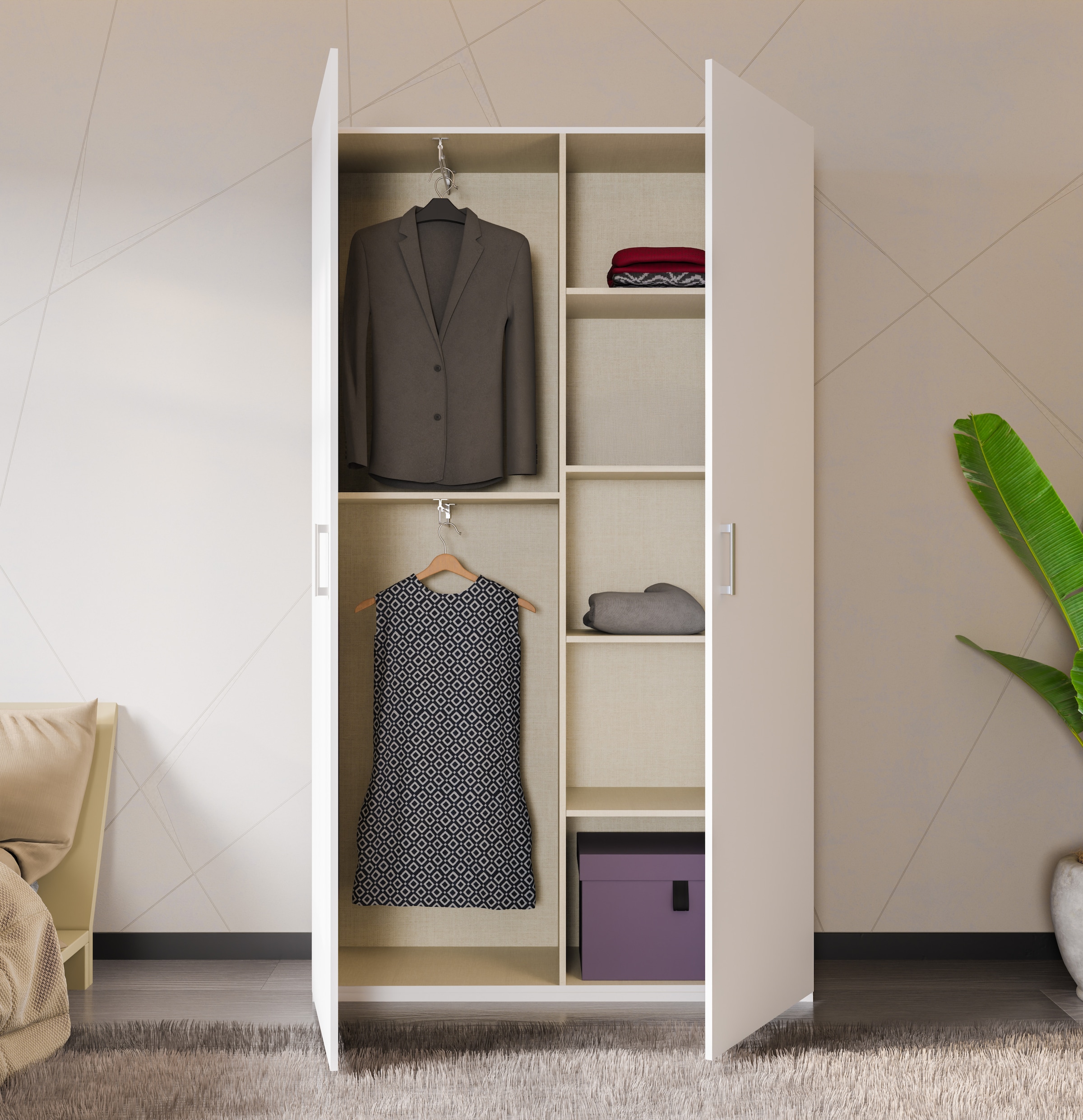 FORTE Drehtürenschrank B/H/T 119,5/210,5/42cm, stehende Montage