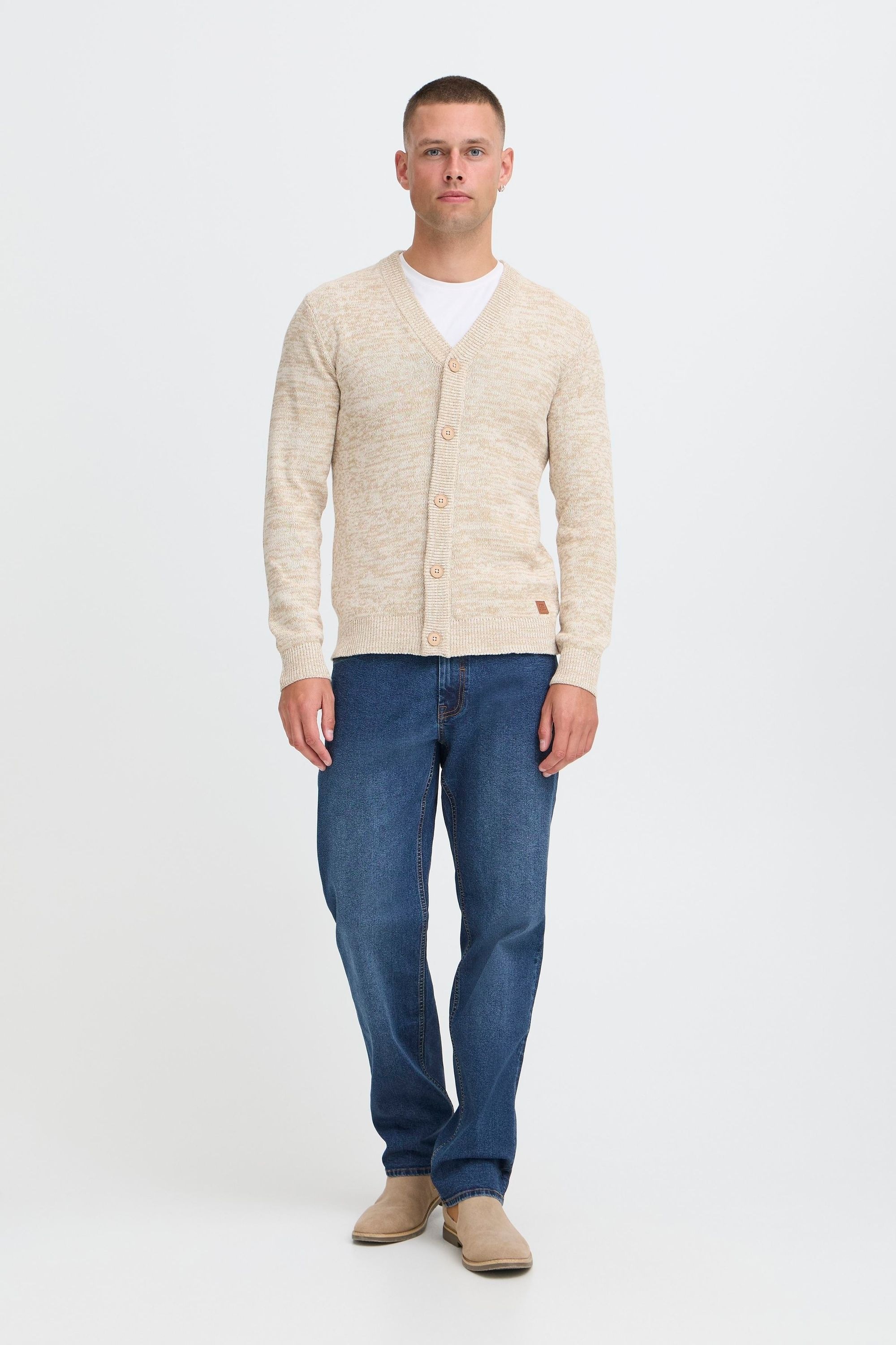 Strickjacke BLEND "BHDamon", Herren, Gr. 3XL, bone weiß, Grobstrick, 70% Baumwolle, 30% Polyester, meliert, normal normal, V-Ausschnitt, Rippstrickbündchen, Strickjacken Strickjacke, Gemütliche Strickjacke mit Knopfleiste 5