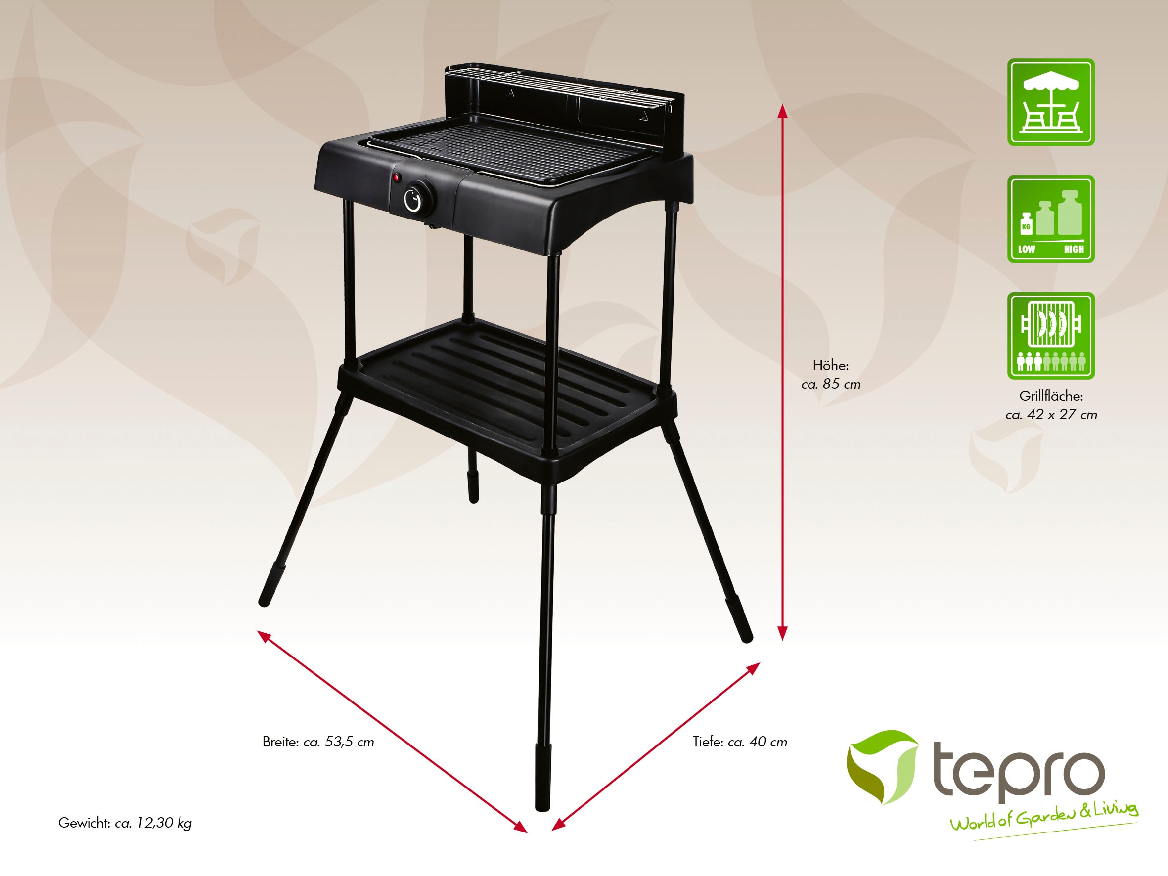 Tepro Elektrogrill »Danville 2022«, 2000 W, abnehmbares Heizelement für einfache Reinigung