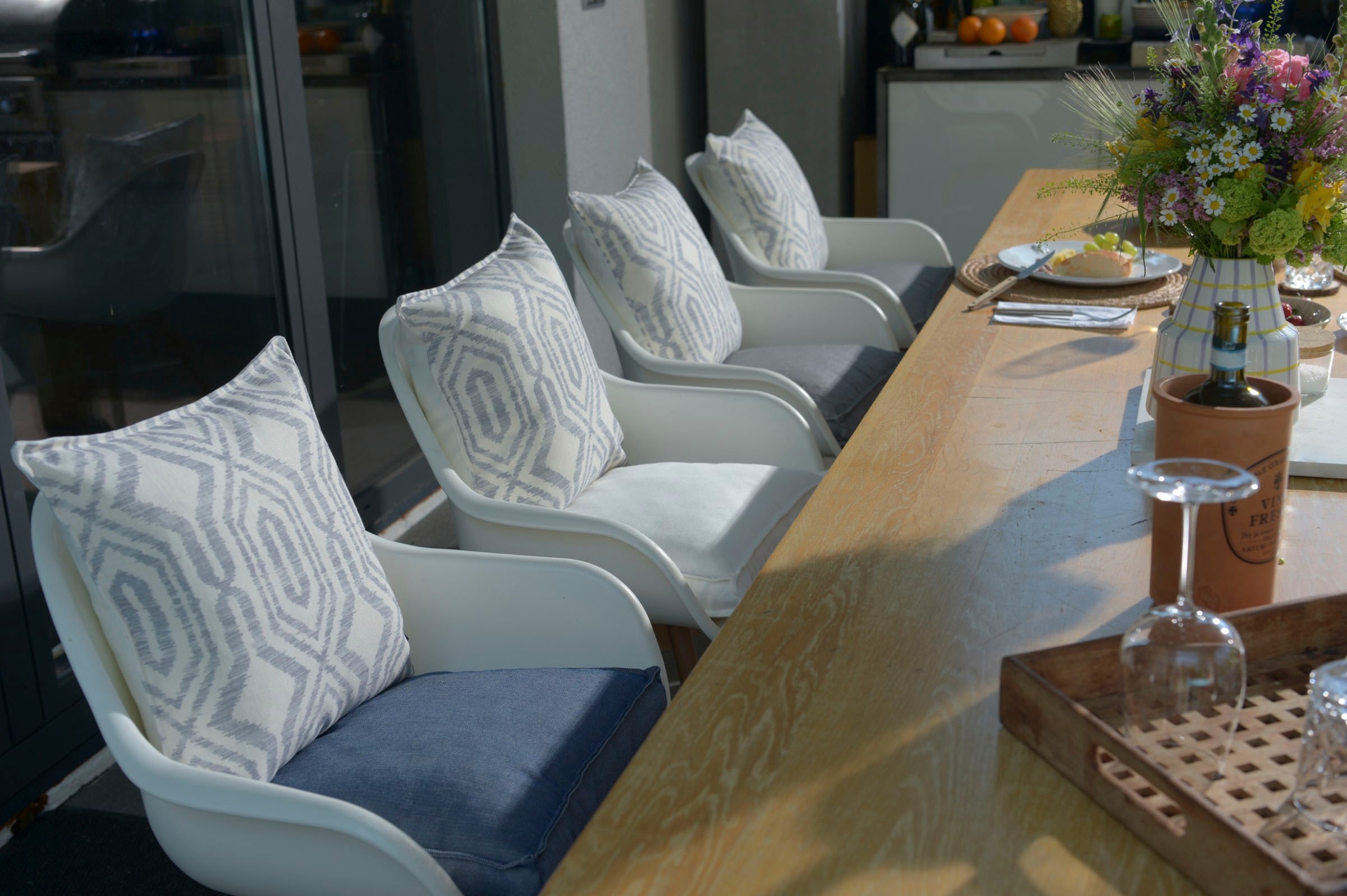 H.O.C.K. Dekokissen »Toledo« Outdoor, Ikat-Muster, schmutz-& wasserabweisend, mit Reißverschluss