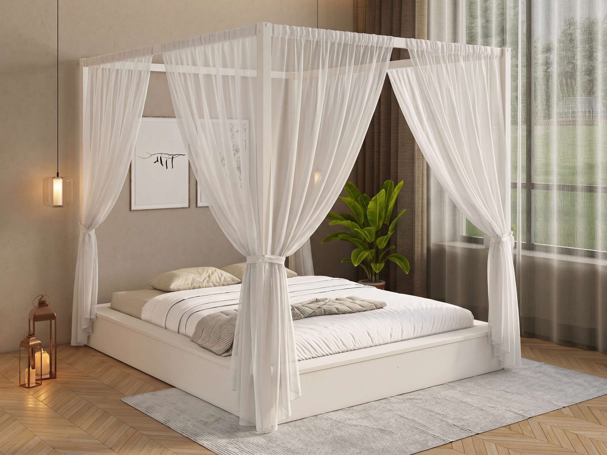 OTTO home Himmelbett "Usella, Bett, Bettgestell, hohe Belastbarkeit bis 180 kg" B/T/H: 189/229,1/200 cm, aus massiver Kiefer in Kombination mit MDF, inklusive Lattenrost