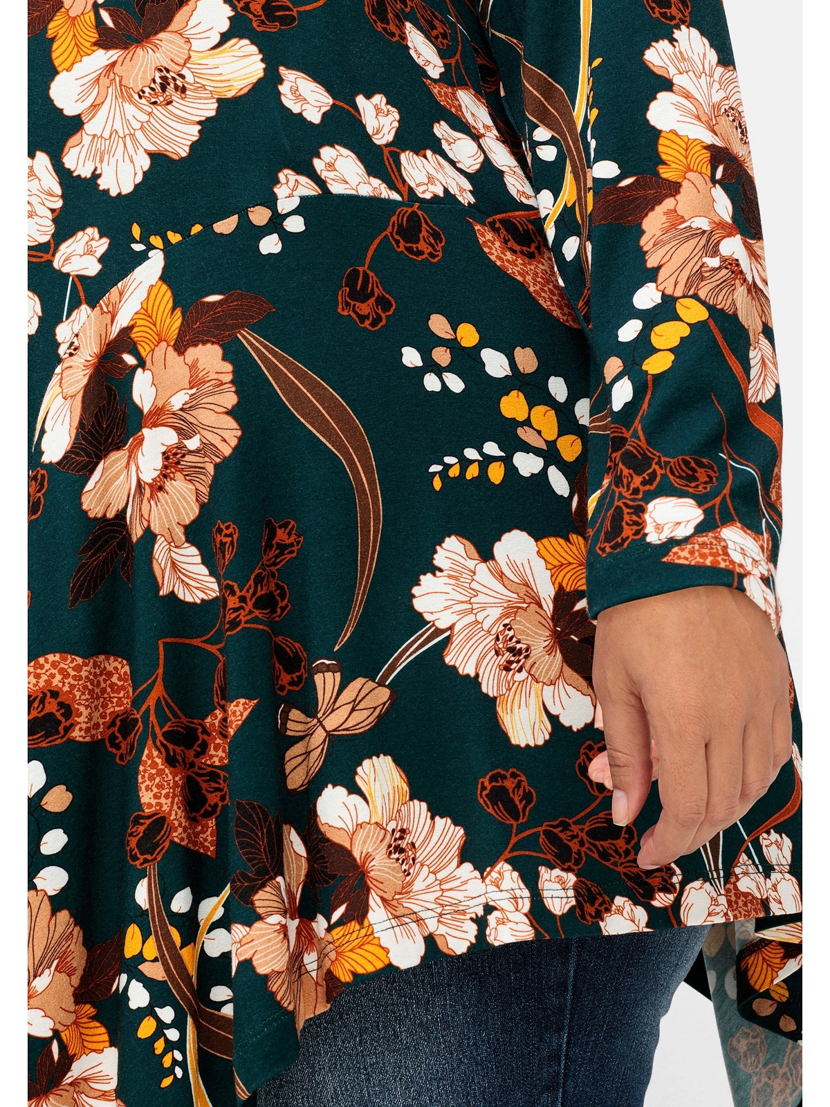 sheego by Joe Browns Zipfelshirt »Große Größen«, in A-Linie, mit floralem  Alloverdruck für bestellen | BAUR