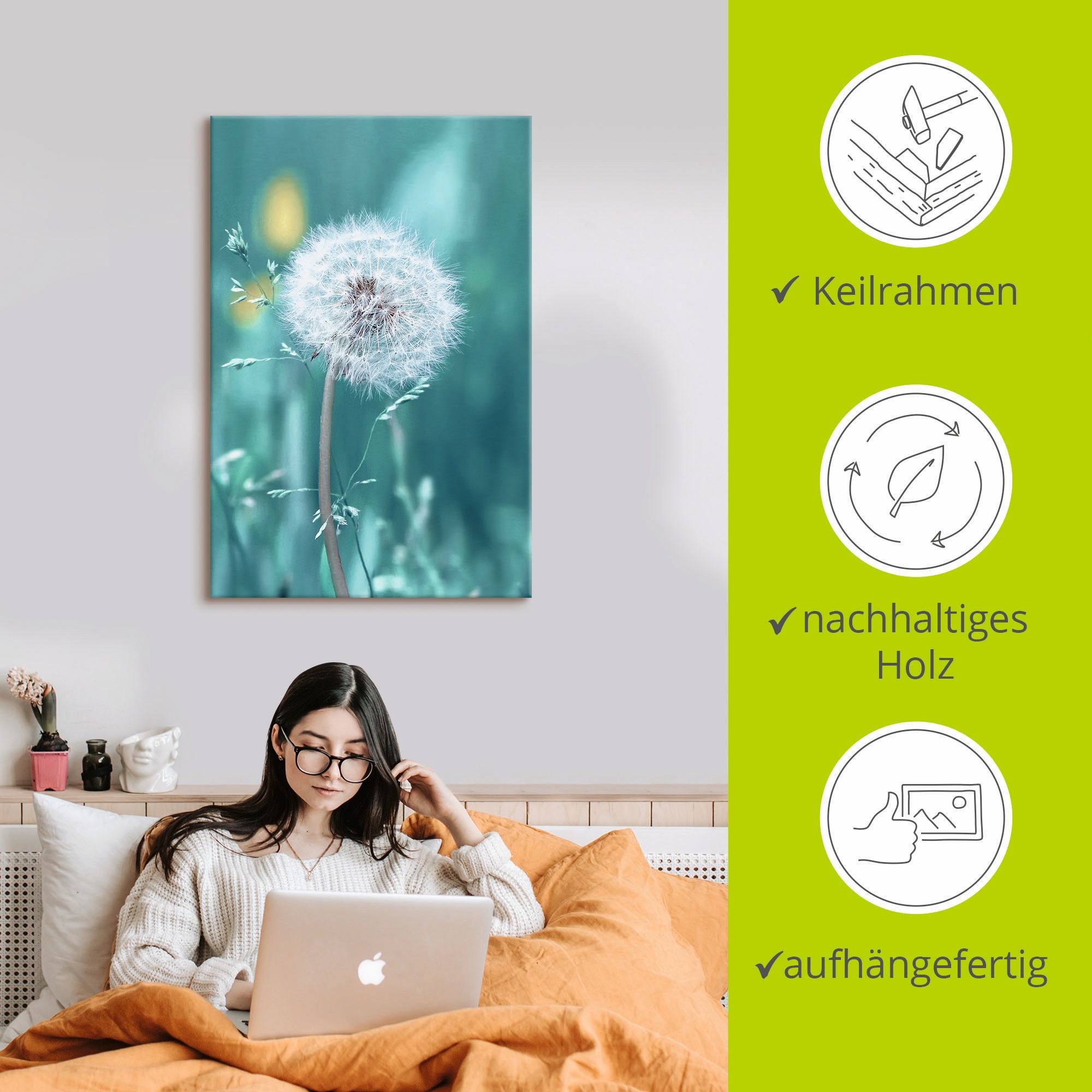 Artland Wandbild »Pusteblume«, Blumen, (1 St.), als Leinwandbild, Poster, Wandaufkleber in verschied. Größen