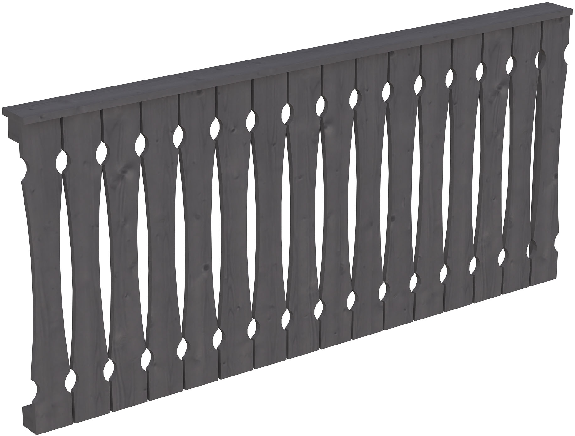 Brüstungsgeländer SKANHOLZ, H:96cm L:205cm, grau, Geländer, "Balkonschalung", für die Seite
