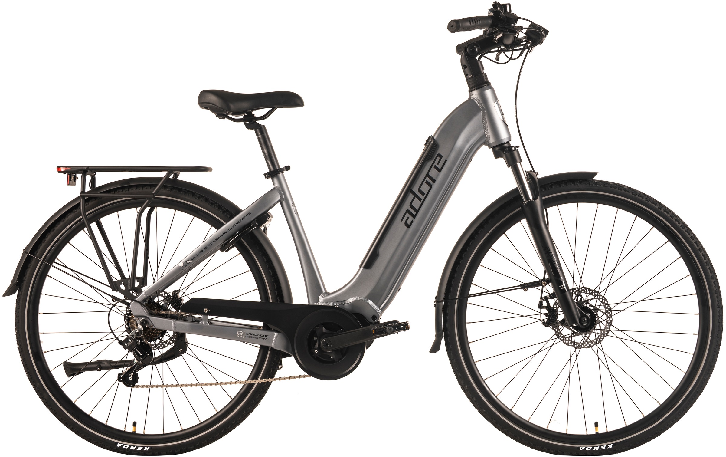Adore E-Bike »28" Alu Cityfahrrad CX-660 Mittelmotor 75NM / 14,7Ah Grau matt«, 7 Gang, Shimano, Tourney, Mittelmotor 250 W