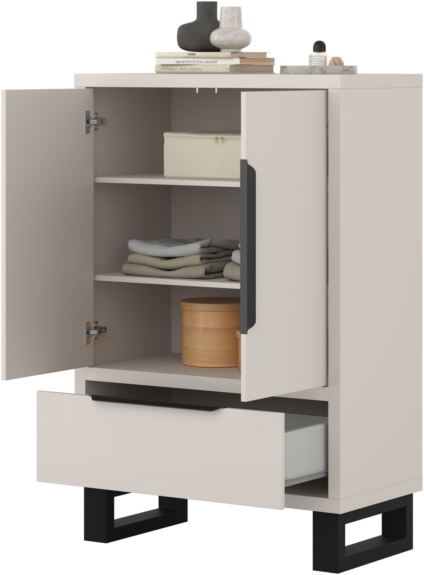 Home affaire Drehtürenschrank »Bronne,Breite 89,5 cm, Mehrzweckschrank, Universalschrank, Garderobe« Kleiderschrank, 1 Schublade, Metallgriffe, Garderobe