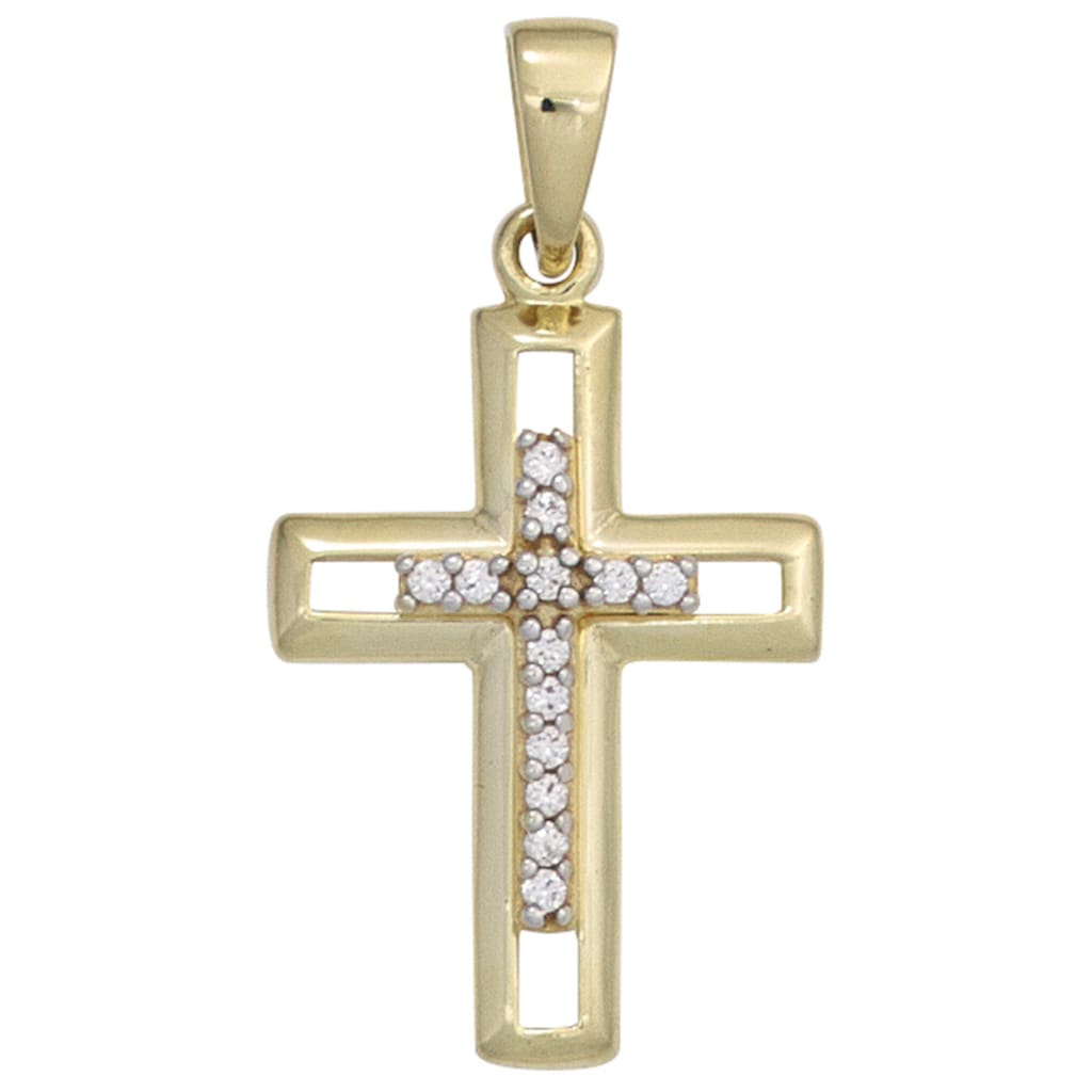 JOBO Kreuzanhänger »Anhänger Kreuz« 333 Gold mit Zirkonia