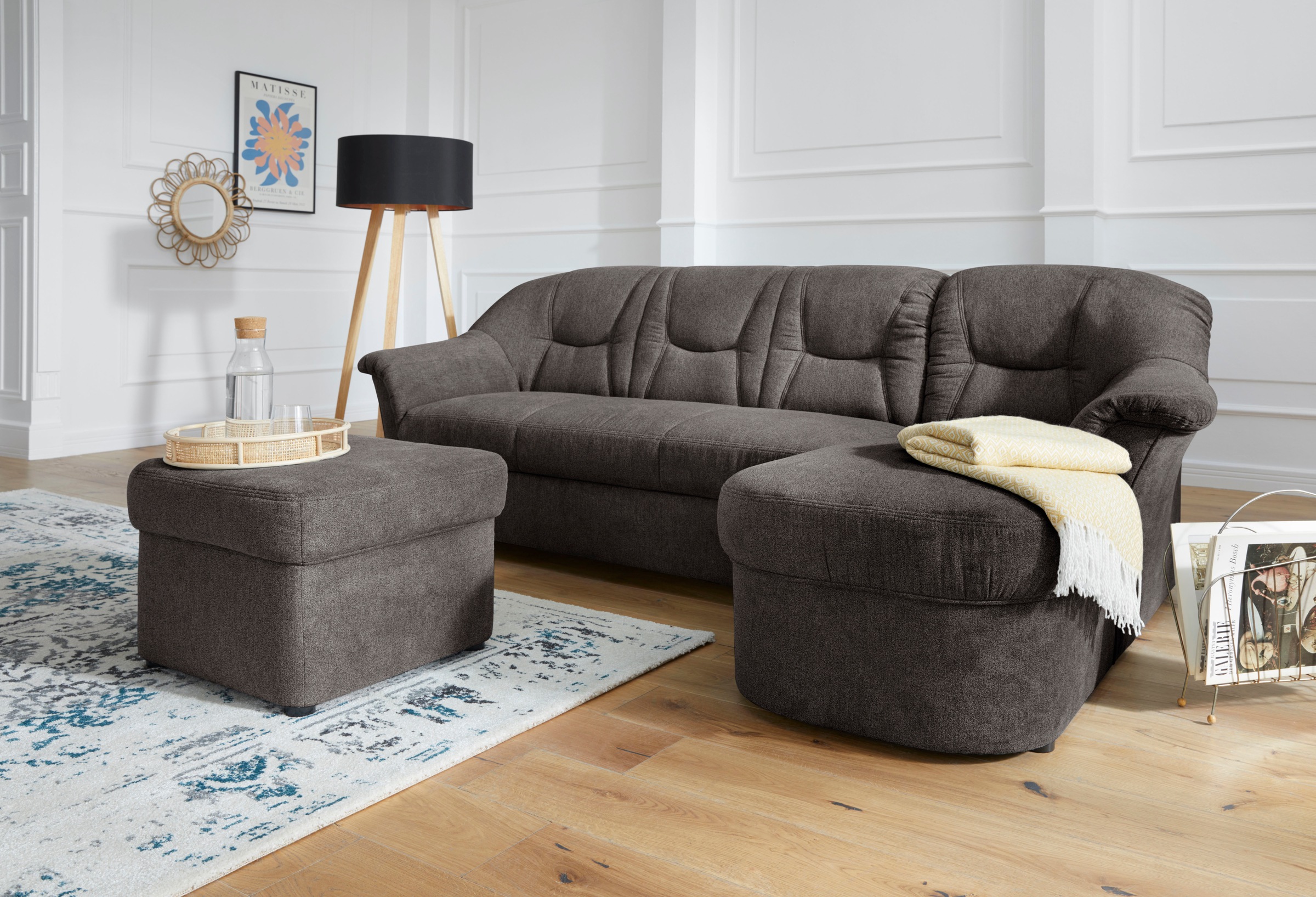 DOMO collection Ecksofa »Sarafina zeitlos und komfortabel, optional mit Federkern, L-Form«, wahlweise mit Bettfunktion