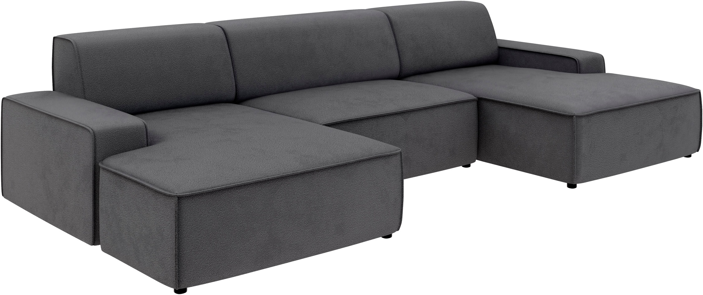 TRENDMANUFAKTUR Wohnlandschaft »Graz, wahlweise mit Sitzvorschub und Bettkasten, U-Form, Breite 329 cm«, in Cord-, haustierfreundlichem LEO Struktur- oder LUMOS-3D-Bezug