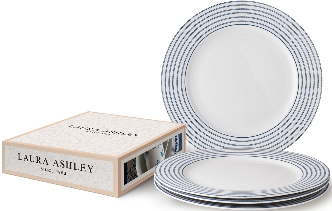 LAURA ASHLEY BLUEPRINT COLLECTABLES Speiseteller »Candy Stripe«, (Set, 4 St., 4 Teller), Porzellan, Ø 26 cm