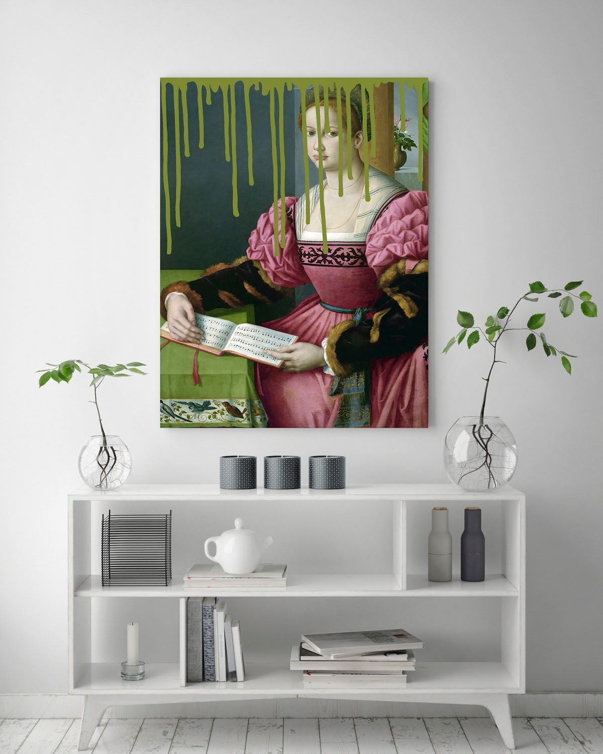 queence Acrylglasbild "Frau mit Buch und Farbklecks" Bilder von Frauen  For günstig online kaufen