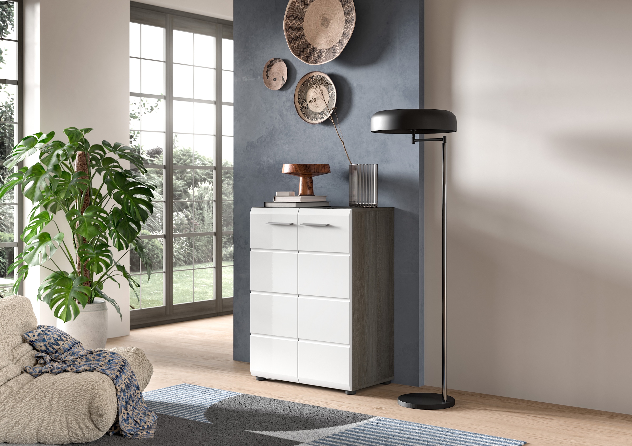 Home affaire Kommode "Rumba, Breite 60cm, in Rauchsilber Nachbildung/ Weiß günstig online kaufen