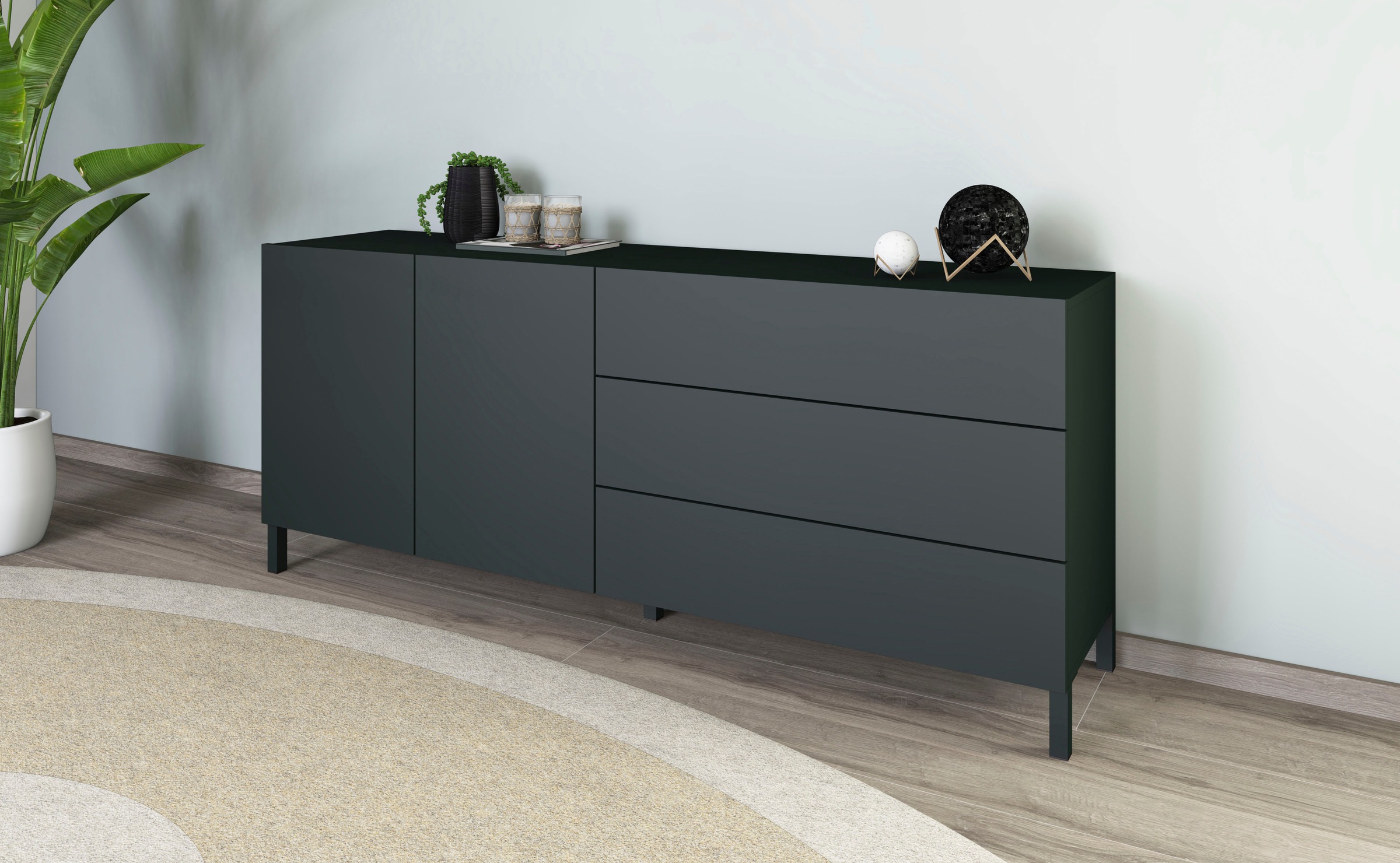 borchardt Möbel Sideboard, Metallfüße, grifflose Optik