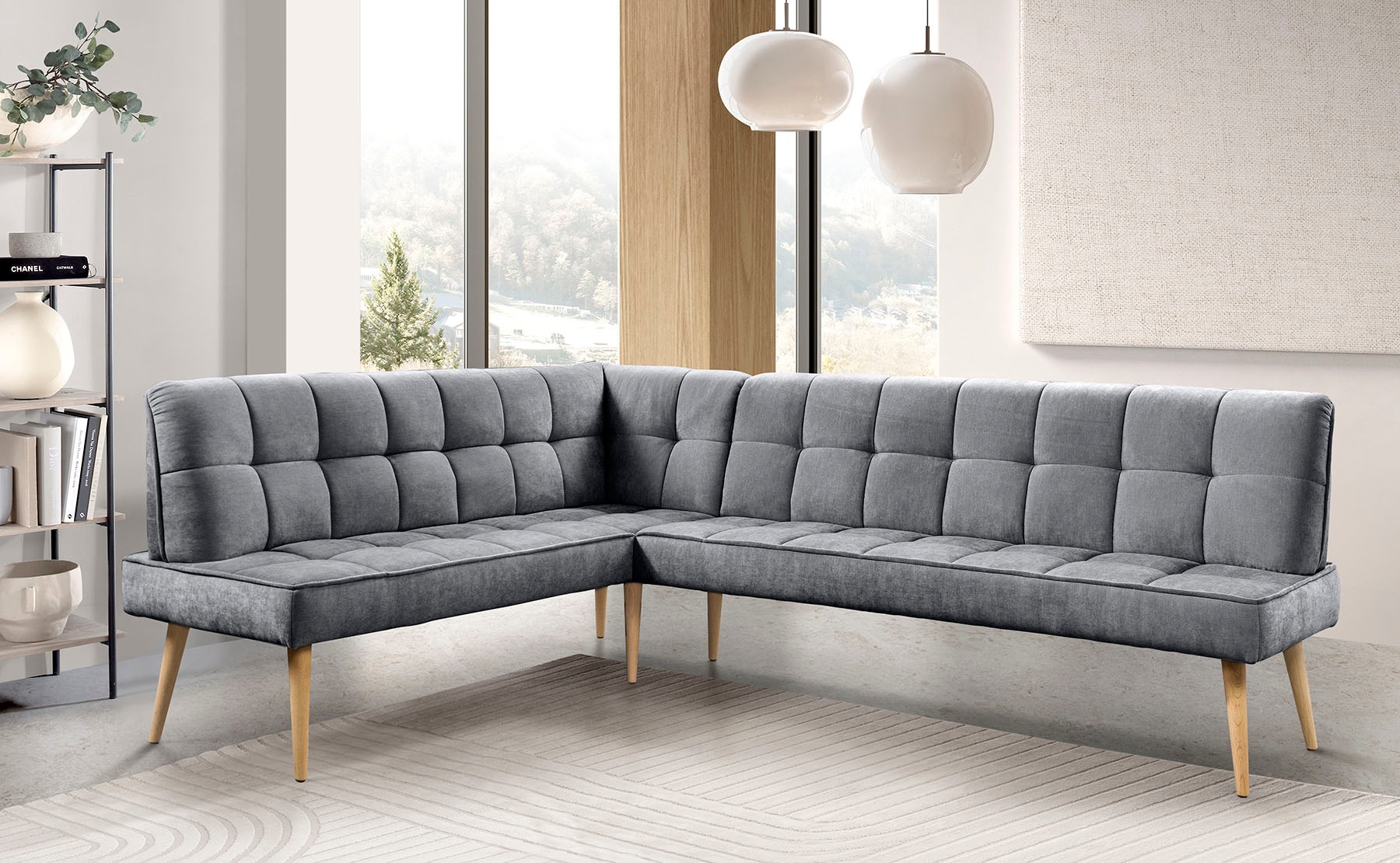 EXXPO SOFA FASHION Latte Corner Bench Anthracite
