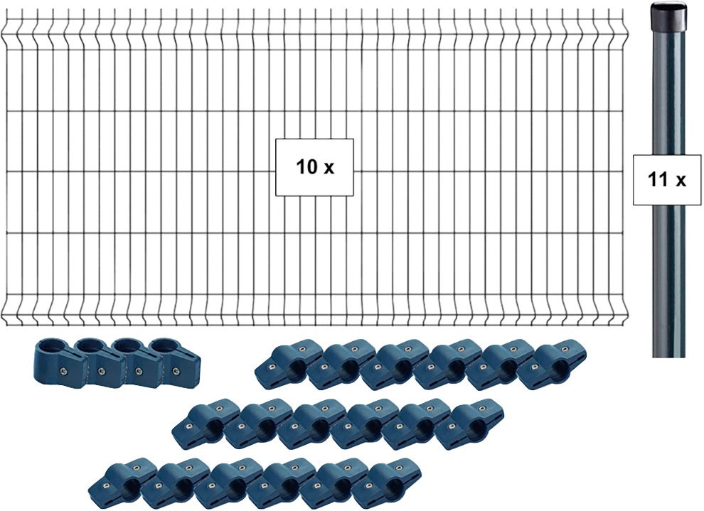 Tetzner & Jentzsch Einstabmattenzaun »Stratton 8«, 103 cm hoch, 10 Elemente für 20,66 Meter Zaun, mit 11 Pfosten