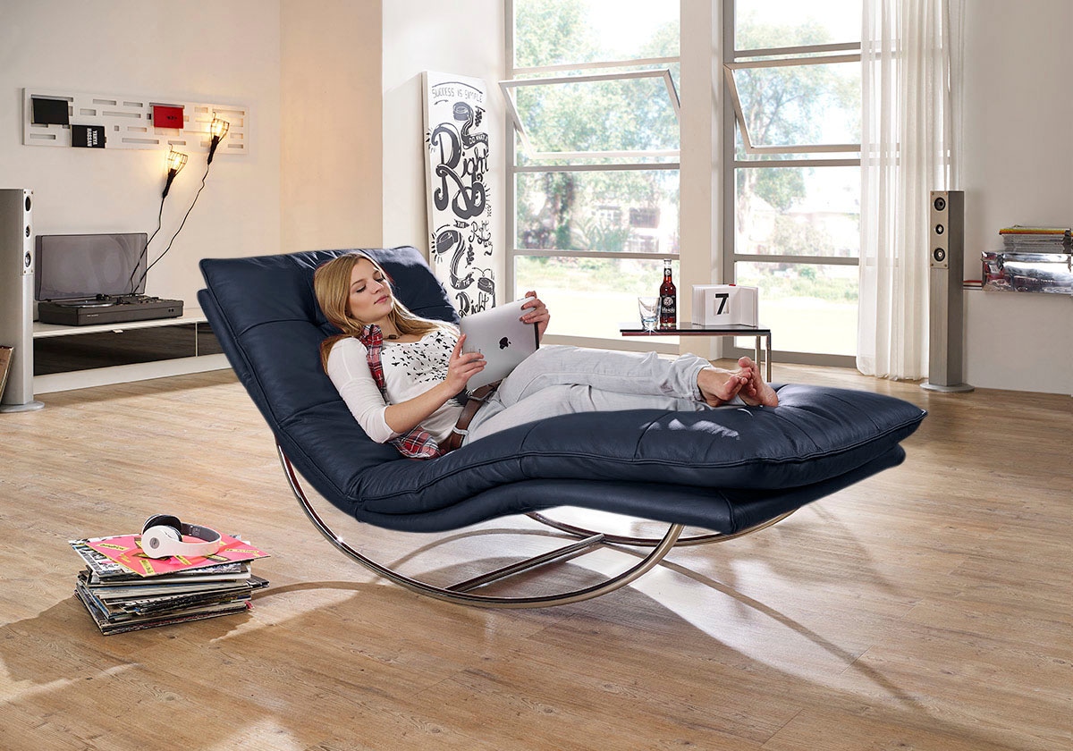 W.SCHILLIG Relaxliege "daily dreams" in Waffelkissen-Optik, Schaukelgestell Chrom glänzend, in 2 Breiten