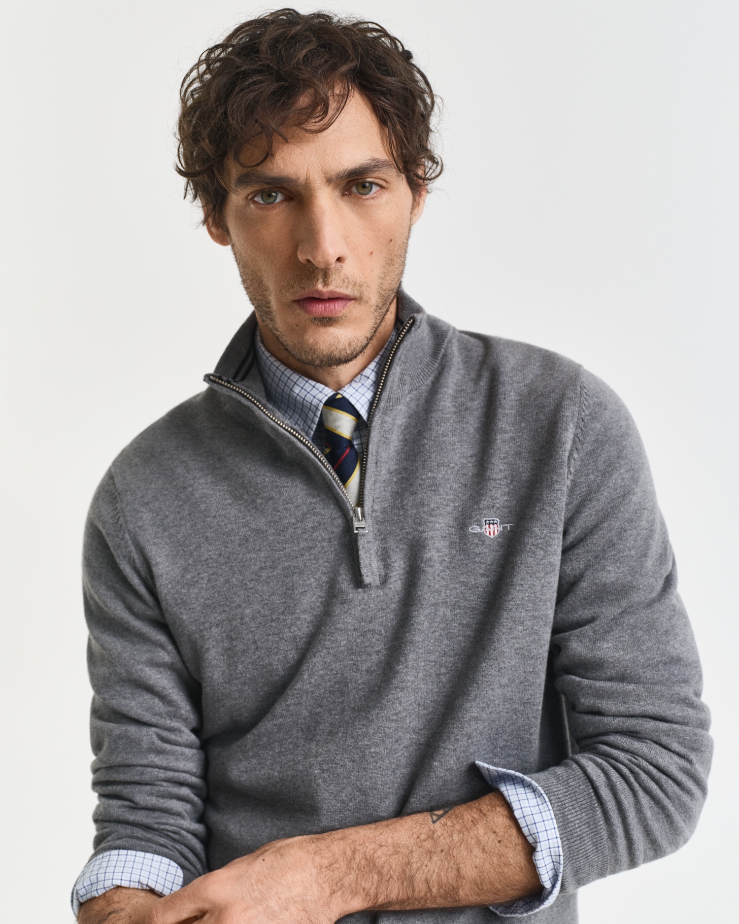 Gant Troyer »CLASSIC COTTON HALF ZIP«, mit gerippten Details