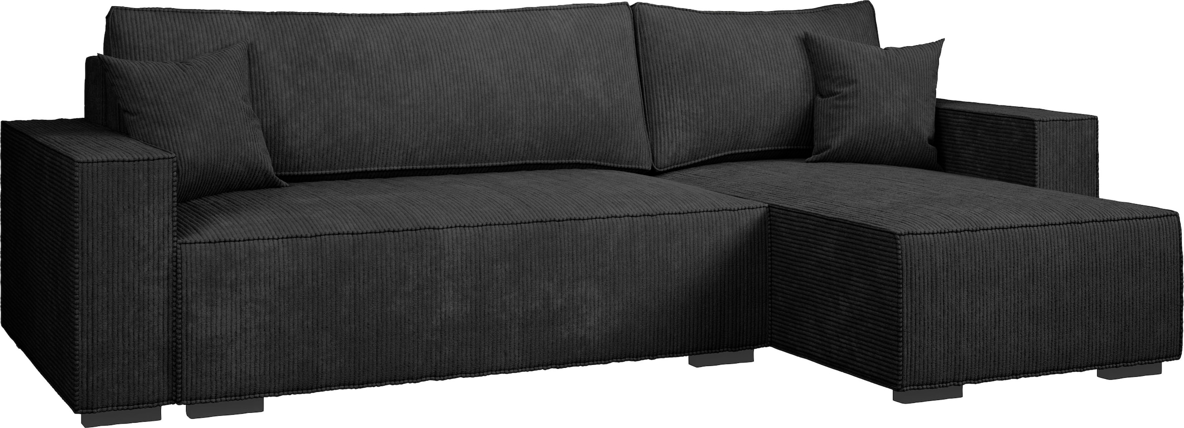 INOSIGN Ecksofa »Winton Cordsofa / Schlafsofa 253 cm«, Cord, Recamiere wechselbar, Schlaffunktion (130/208cm), Bettkasten