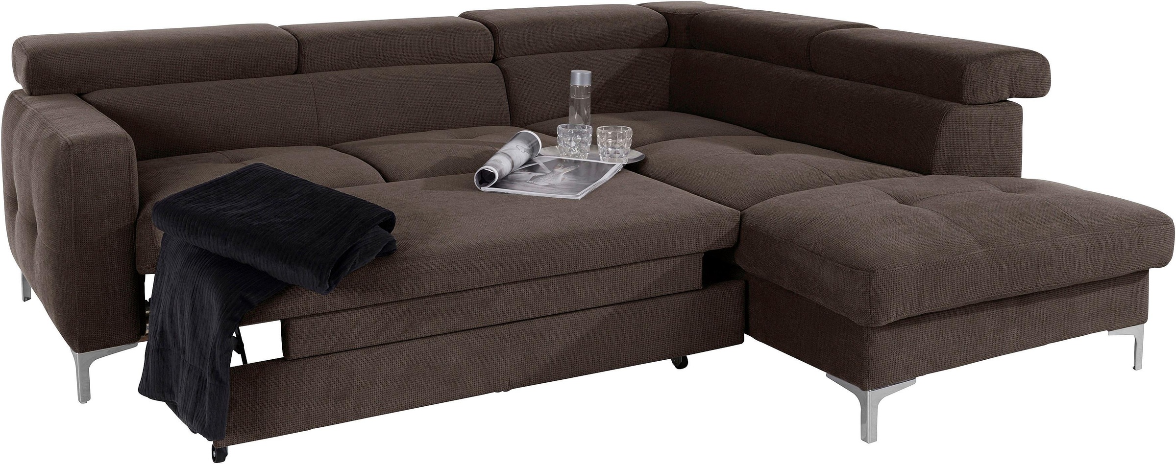 COTTA Ecksofa »Sammy L-Form«, mit Kopfteilverstellung, wahlweise mit Bettfunktion & Bettkasten