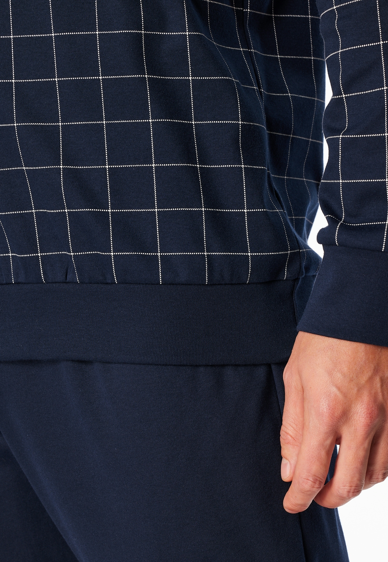 Schiesser Pyjama »Fine Interlock« mit Rundhalsausschnitt, langärmelig, Baumwolle