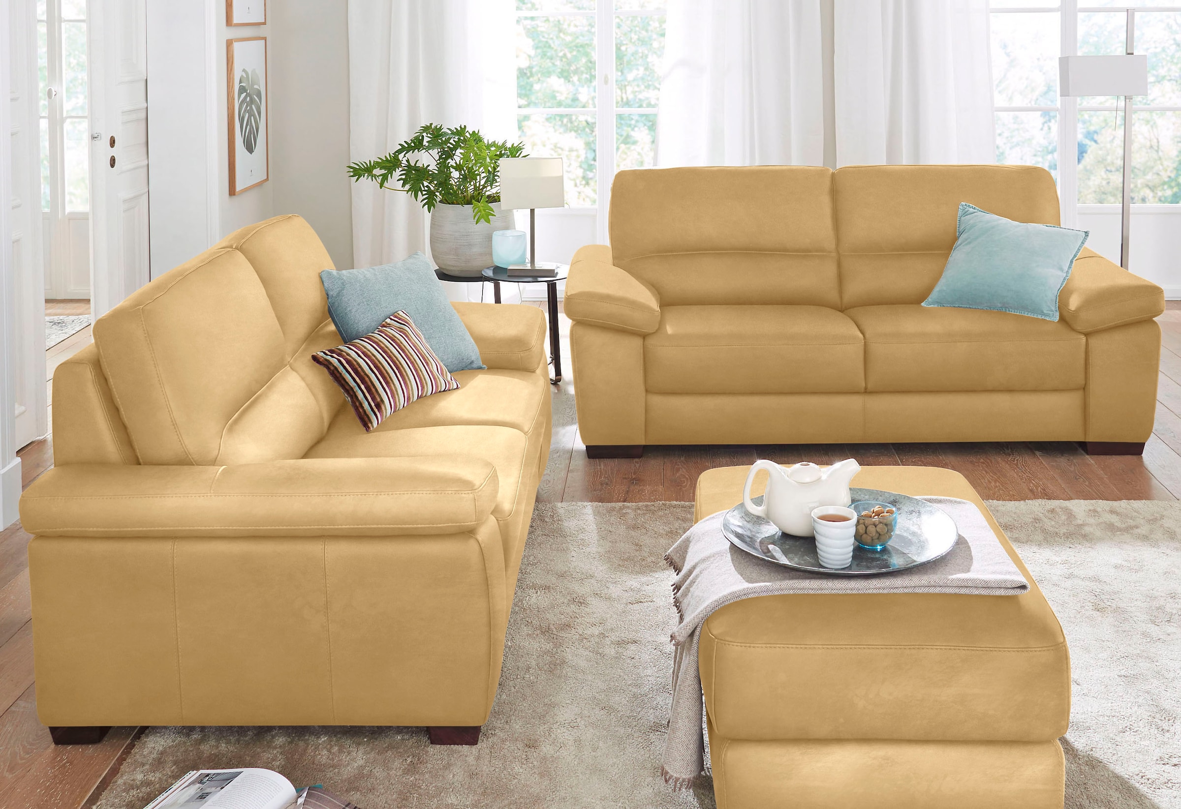 CALIA ITALIA Hocker »Gaia, in edlem Design und mit erstklassigem Sitzkomfort«, aus pflegeleichtem Luxus-Microfaser Ginevra Hydro Care