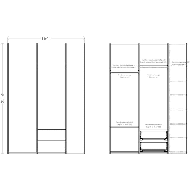 Müller SMALL LIVING Kleiderschrank »Modular Plus Variante 2«, inklusive 2  kleinen Schubladen im rechten Schrankteil | BAUR