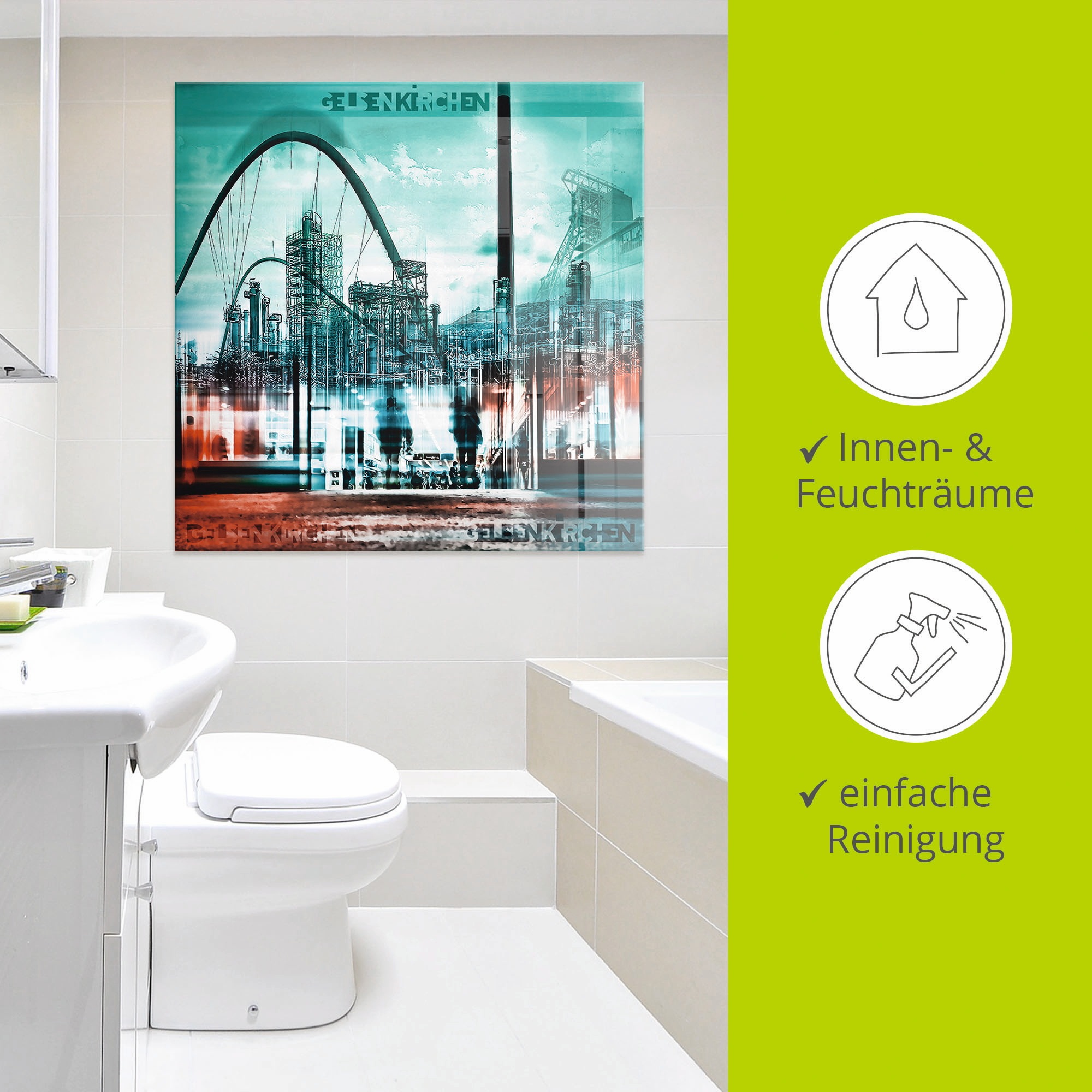 Artland Glasbild »Gelsenkirchen Skyline Collage 02«, Deutschland, (1 St.), in verschiedenen Größen