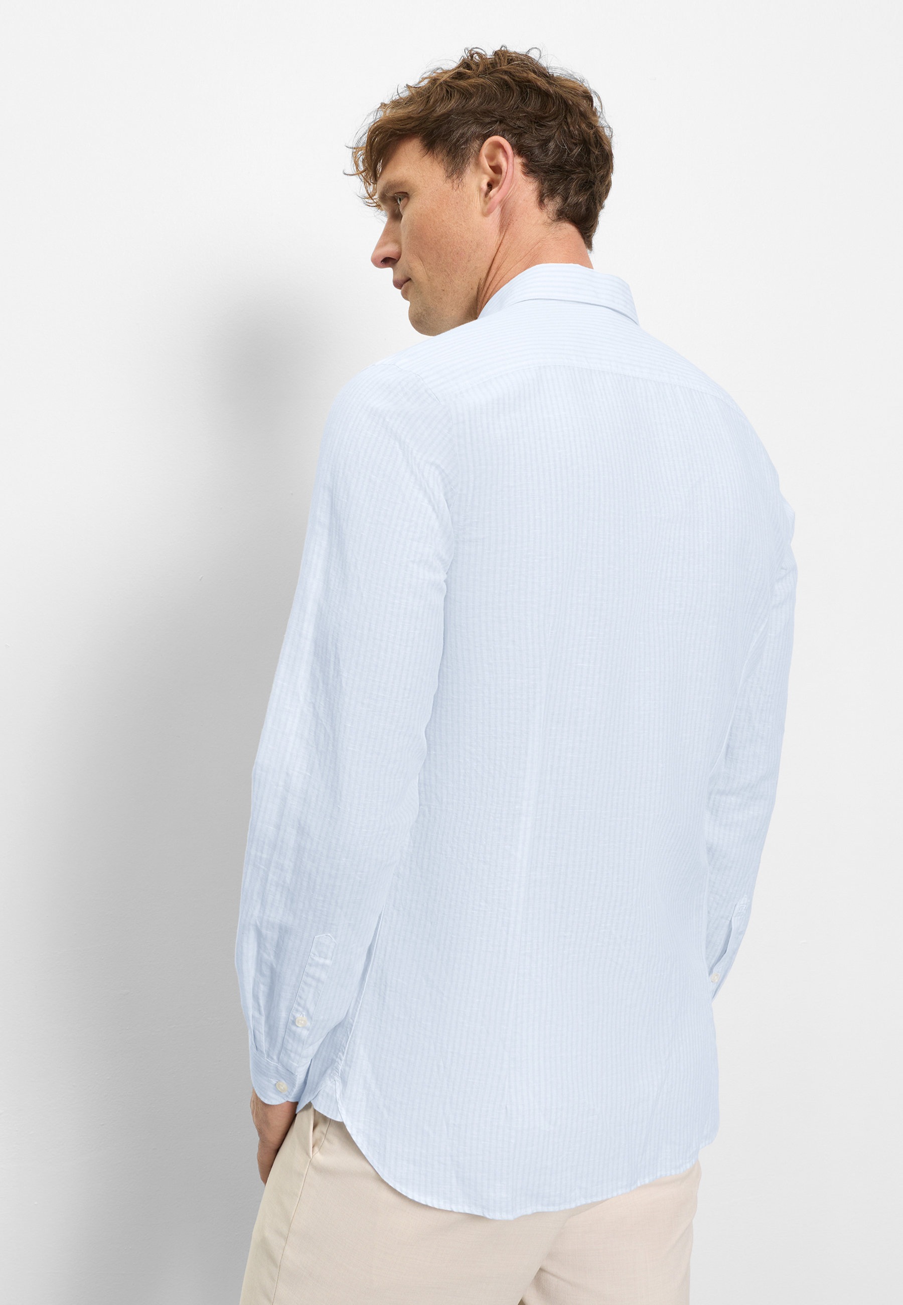 OLYMP Level Five Linen Blend Shirt Light Blue 42 3