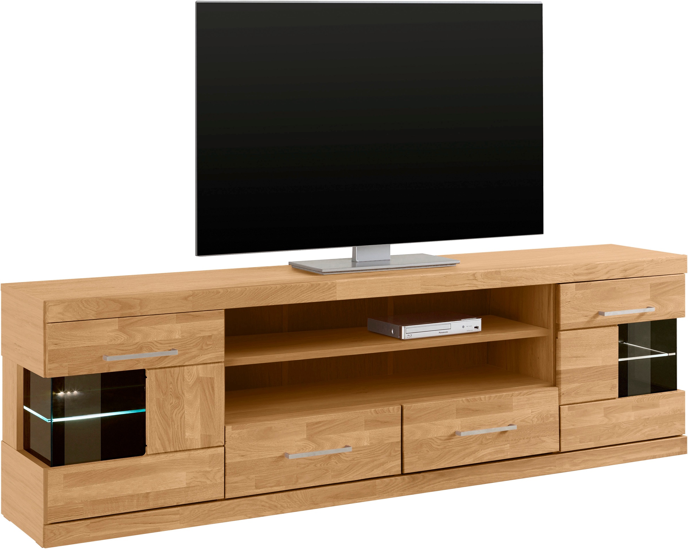 Home affaire Lowboard "Ribe,180cm breit, Fronten Massivholz,6 Fächer,Kabeld günstig online kaufen