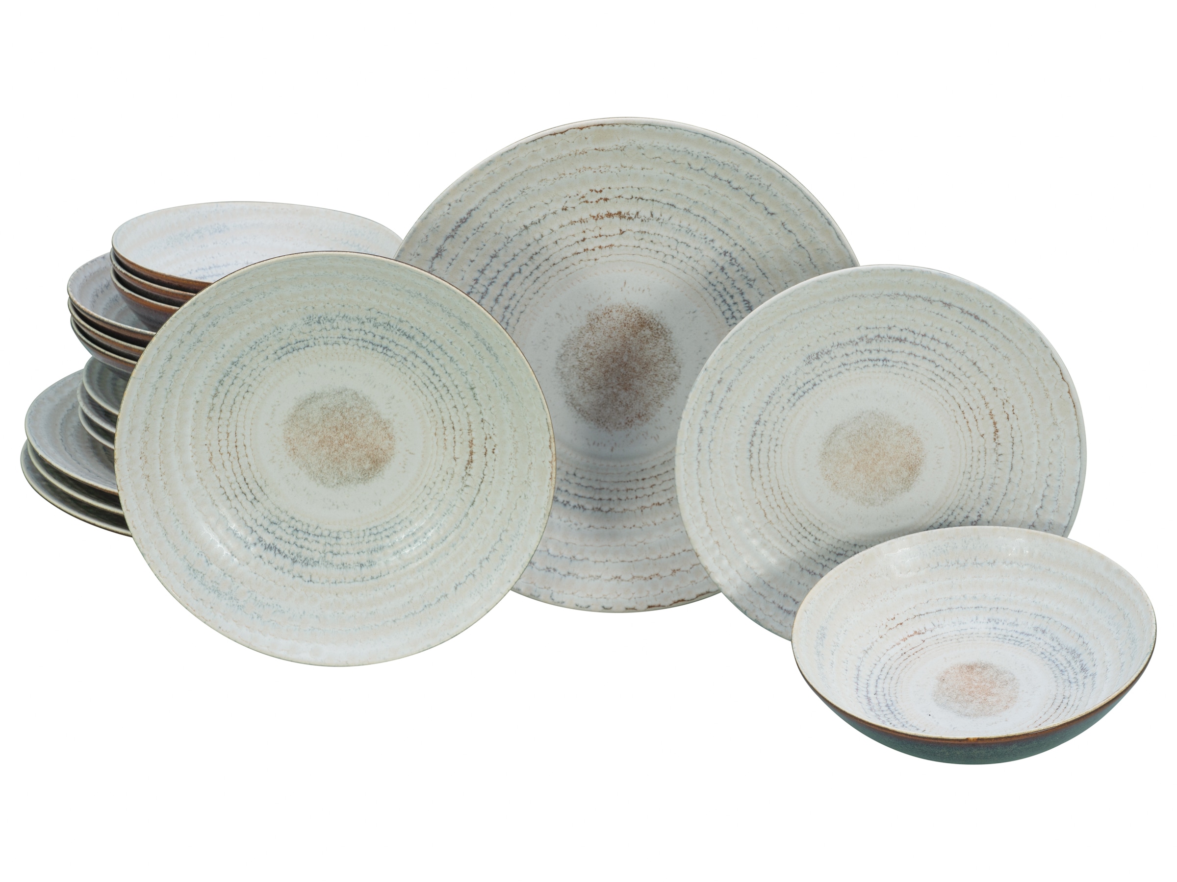 CreaTable Teller-Set »Neapel, Service 16-tlg.« Teller Set, Edles Tellerset, Vulkanoptik