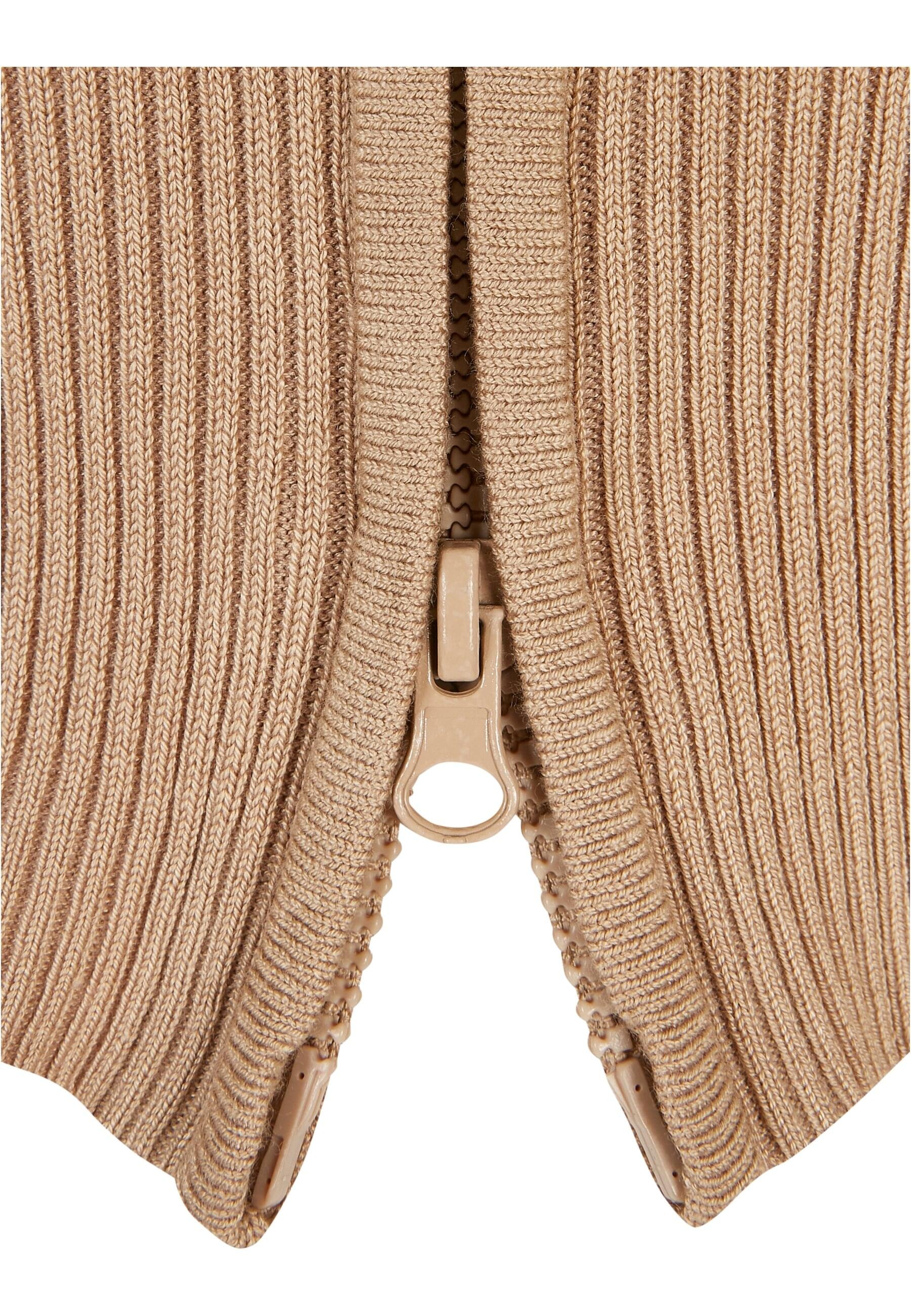 URBAN CLASSICS Cardigan »Urban Classics Damen Ladies Cropped Rib Knit Zip Cardigan«, (1 tlg.)