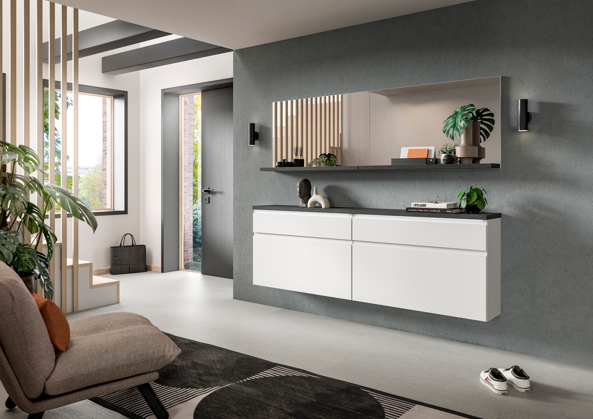 INOSIGN Wandspiegel »Skoskap, Breite 95 cm, 1 Ablageboden, inklusive Wandmontagematerial«, (1 St.), Garderobenspiegel, Spiegel, Flurspiegel, Dielenspiegel, Spiegelpaneel