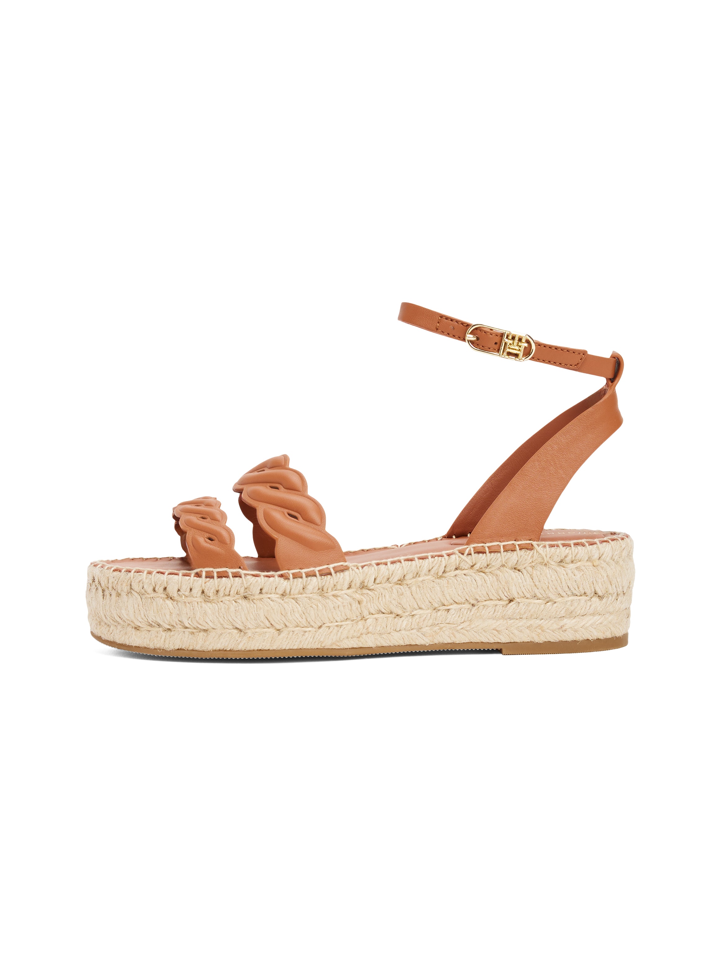 Tommy Hilfiger Keilsandalette »LEATHER ROPE REAL ESPAD SANDAL«, Plateau, Sommerschuh, Riemchensandale mit verstellbarer Schnalle