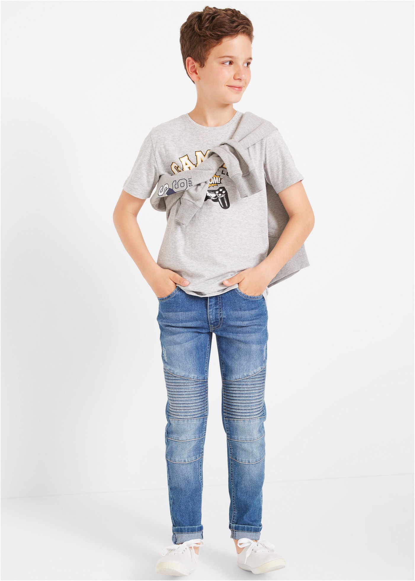 bonprix Skinny-fit-Jeans Skinny fit Passform, verstellbarer Bund, dehnbares Material