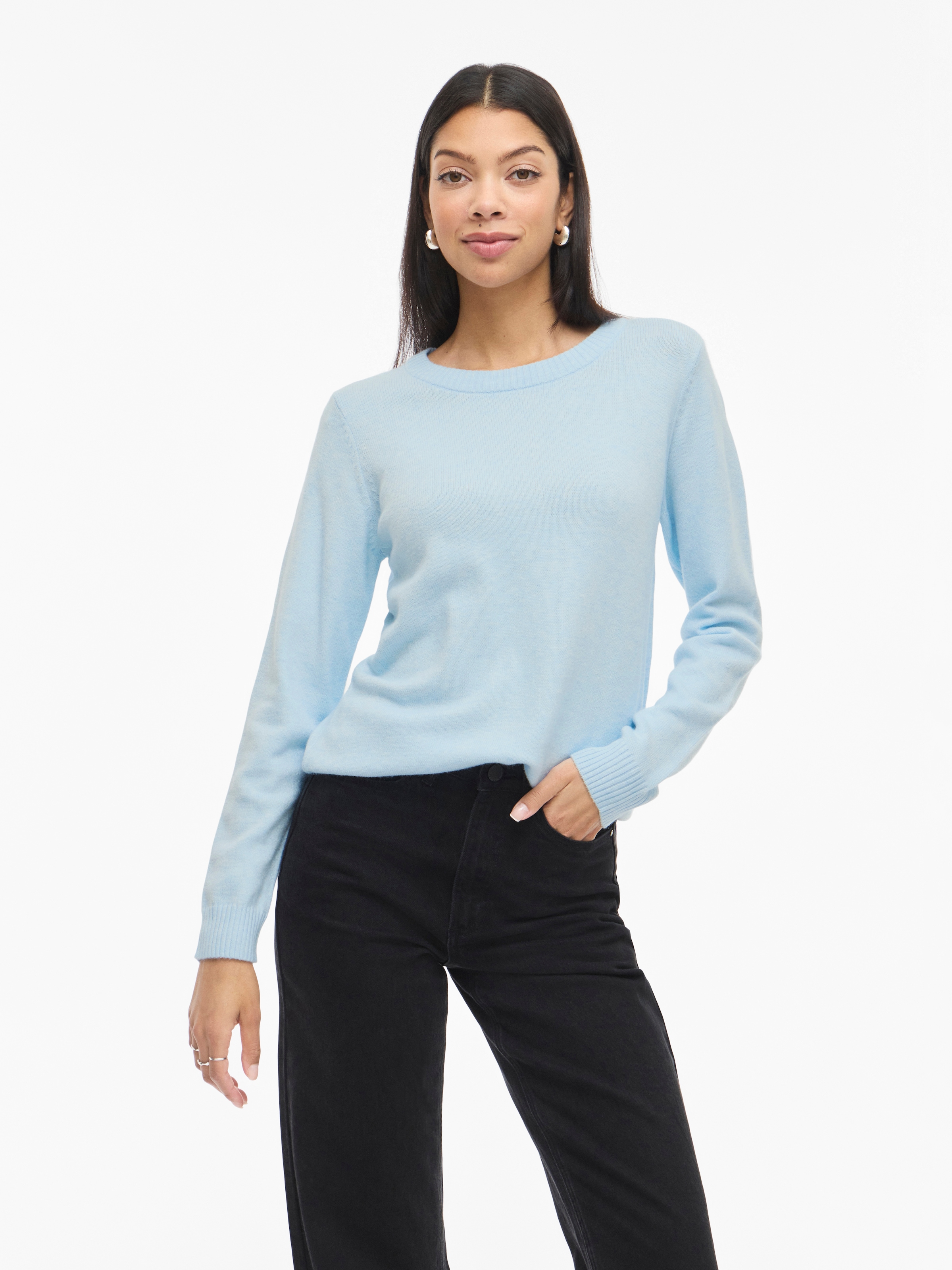 Vila Rundhalspullover "VIRIL O-NECK L/S KNIT TOP - NOOS" Viskosemischung, r günstig online kaufen