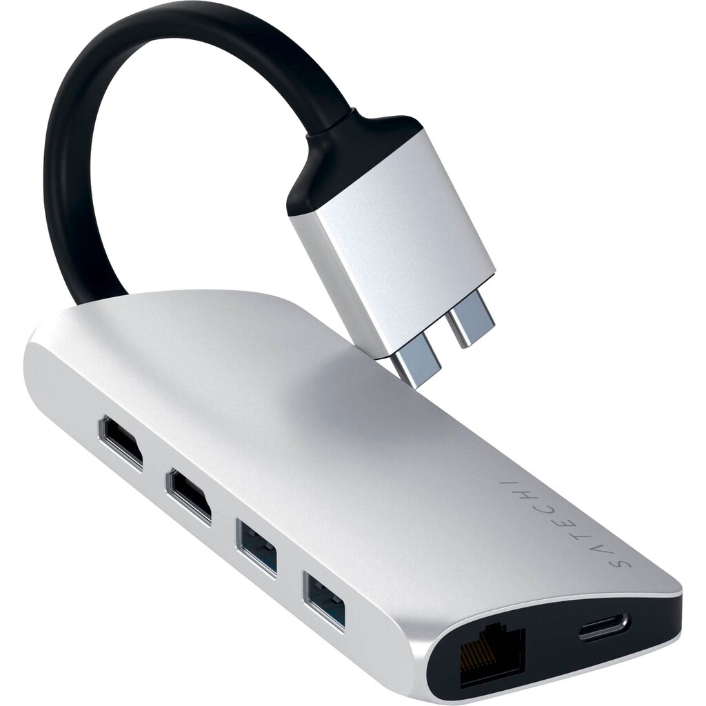 Satechi Laptop-Adapter »Type-C Dual Multimedia Adapter«, USB-C zu HDMI-USB Typ A-USB Typ C-MicroSD-Card-SD-Card-RJ-45 (Ethernet), 15,9 cm